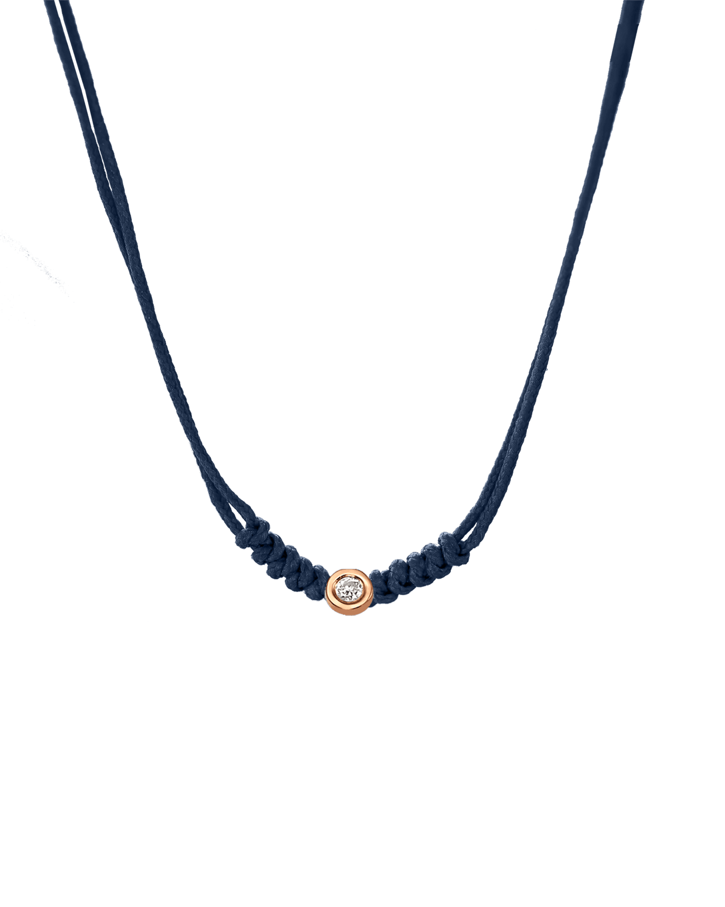 Collier String of Love - Or Rose 14 carats Necklaces 14K Solid Gold Bleu Marine Small: 0.03 carats