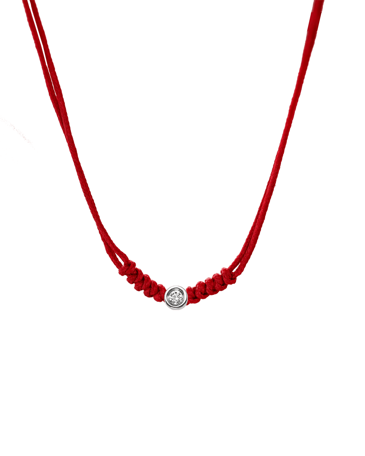 Collier String of Love - Or Blanc 14 carats Necklaces 14K Solid Gold Rouge Small: 0.03 carats