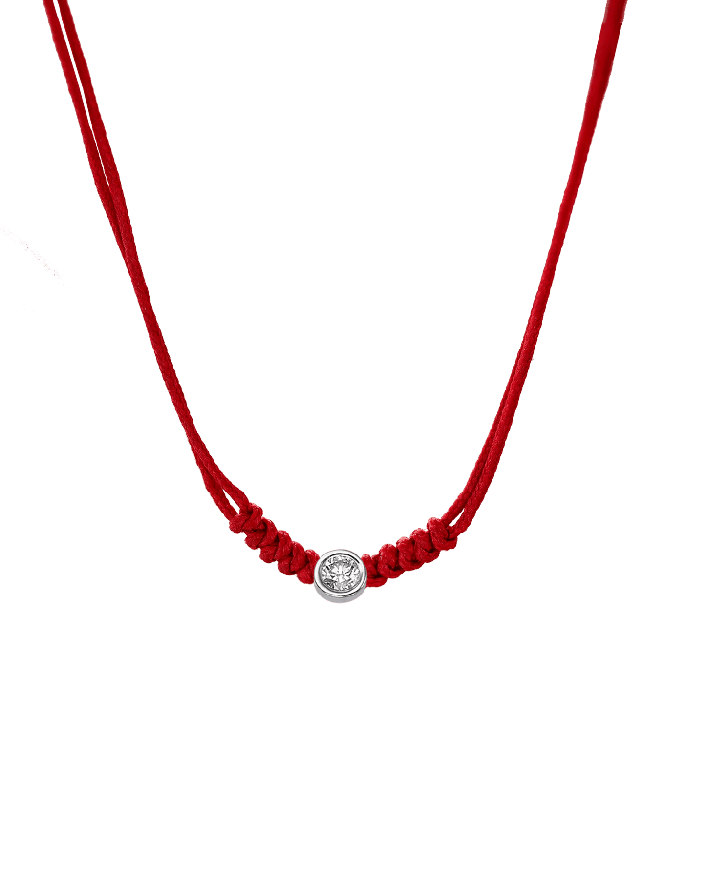Collier String of Love - Or Blanc 14 carats Necklaces 14K Solid Gold Rouge Large: 0.10 carats