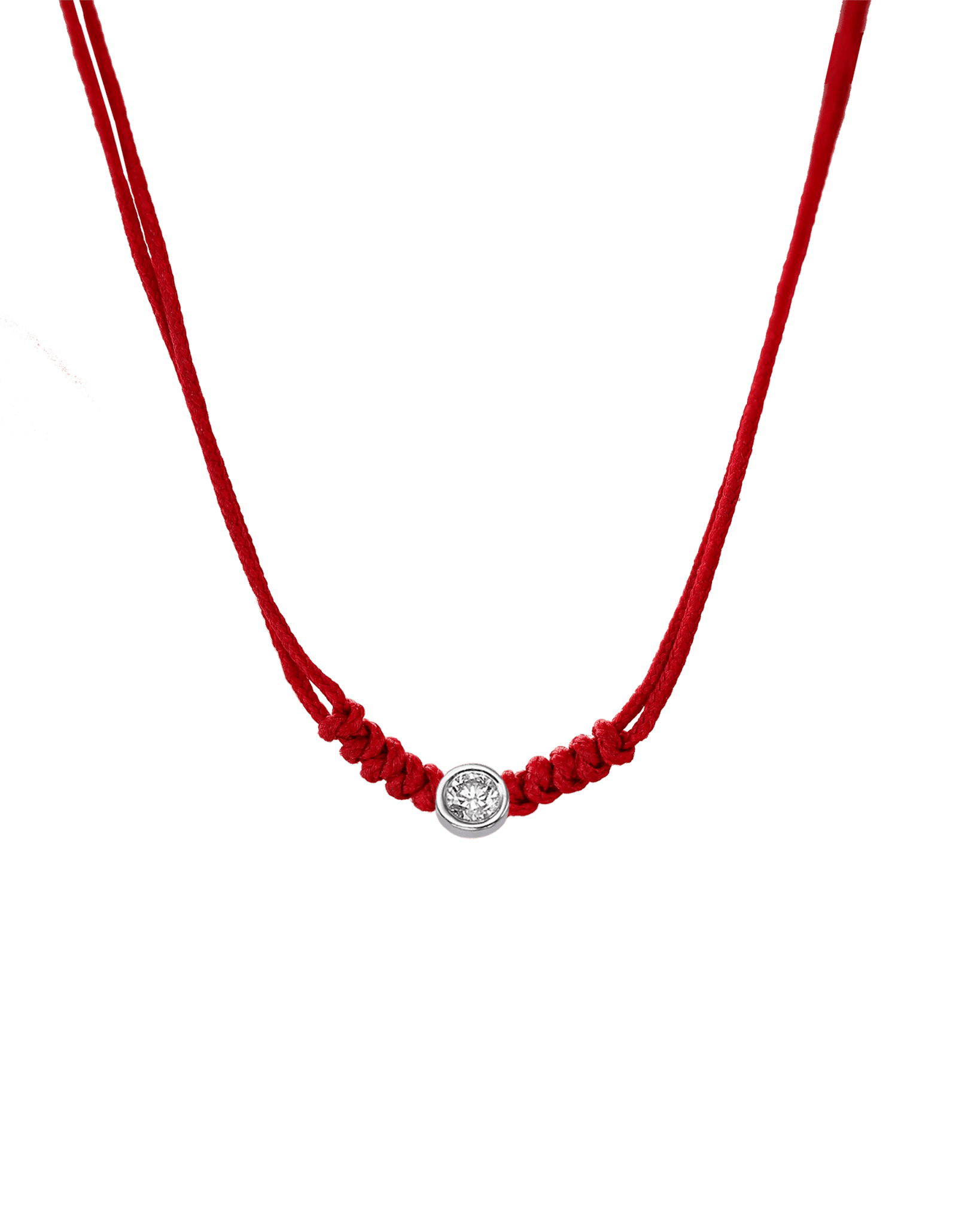 Collier String of Love - Or Blanc 14 carats Necklaces 14K Solid Gold Rouge Large: 0.10 carats
