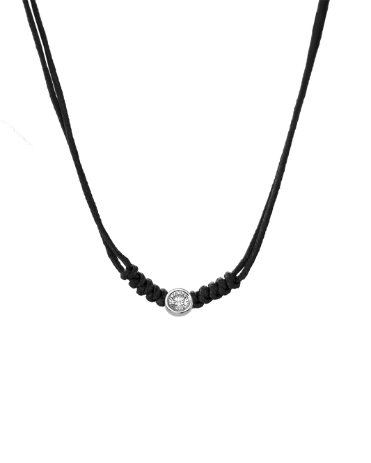 Collier String of Love - Or Blanc 14 carats Necklaces 14K Solid Gold Noir Large: 0.10 carats