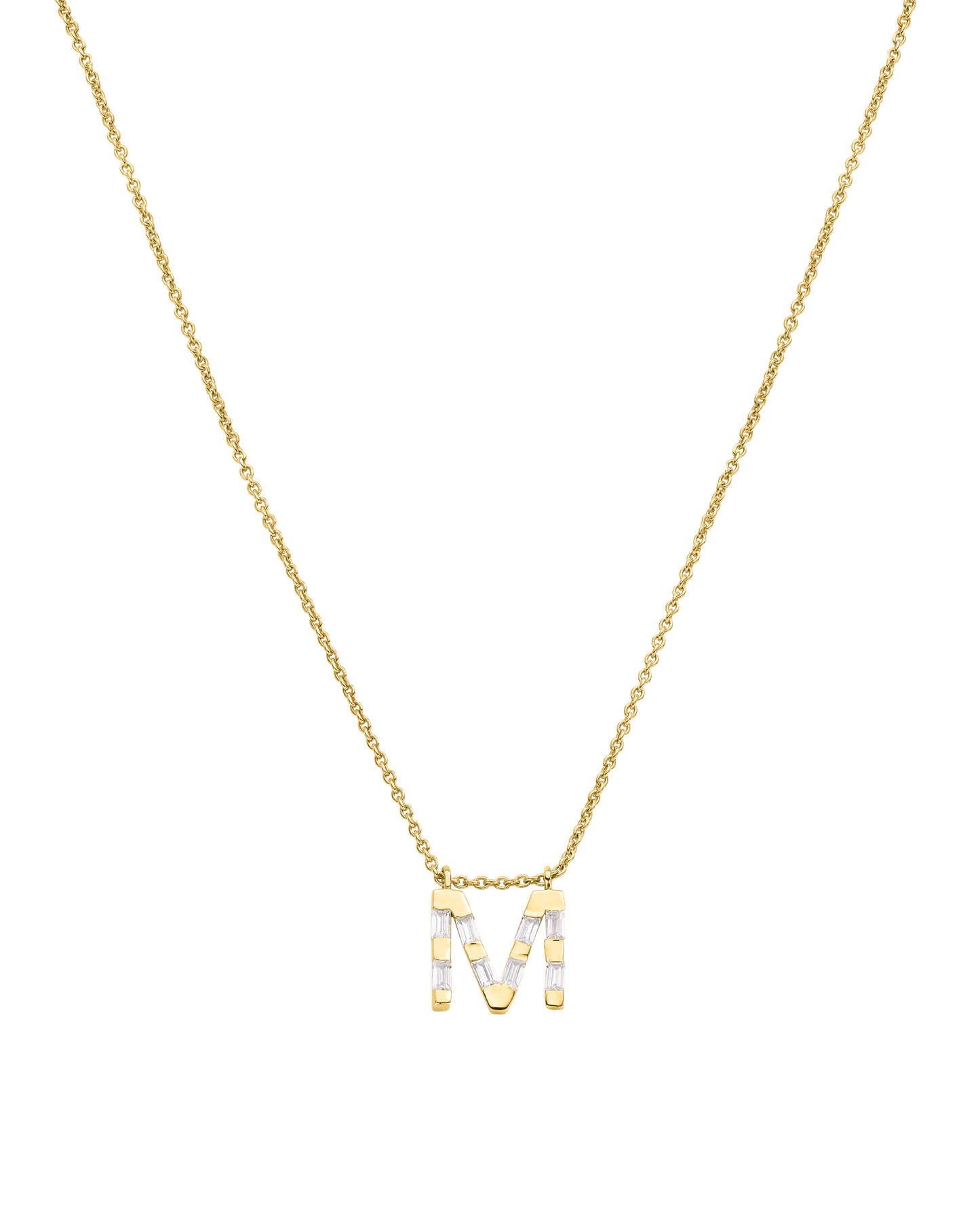 Signature Initial Baguette Necklace - 18K Gold Vermeil Necklaces Gold Vermeil Adjustable 16-17" (40cm-43cm)