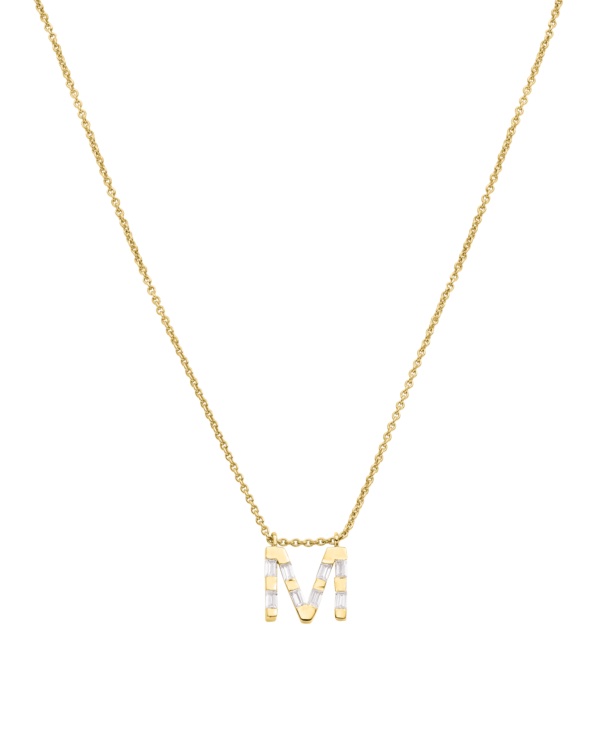 Signature Initial Baguette Necklace - 18K Gold Vermeil Necklaces Gold Vermeil Adjustable 16-17" (40cm-43cm)