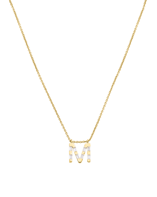 Signature Initial Baguette Necklace - 18K Gold Vermeil Necklaces Gold Vermeil Adjustable 16-17" (40cm-43cm)