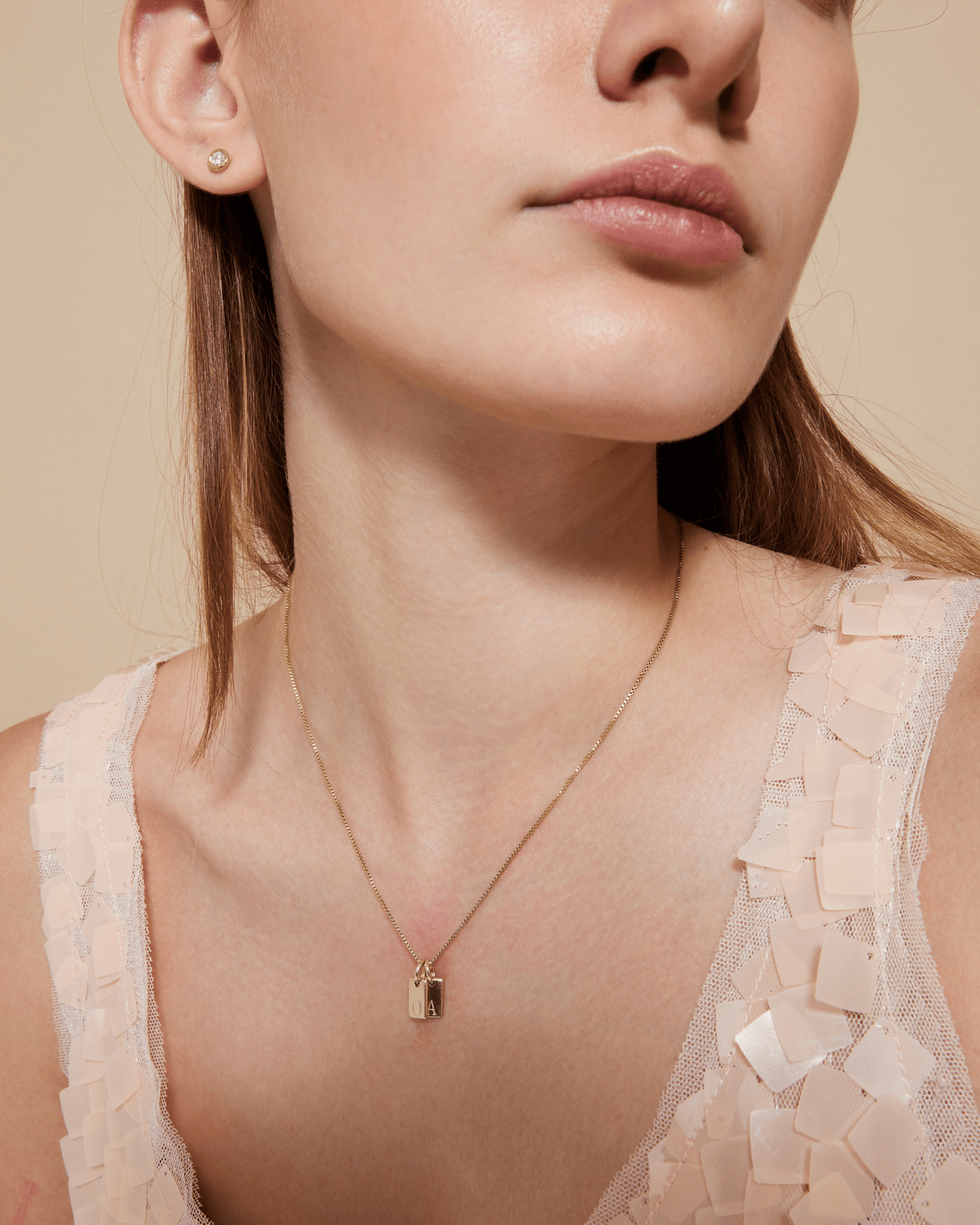 Single Initial Mini Dogtag Necklace - 18K Gold Vermeil Necklaces magal-dev