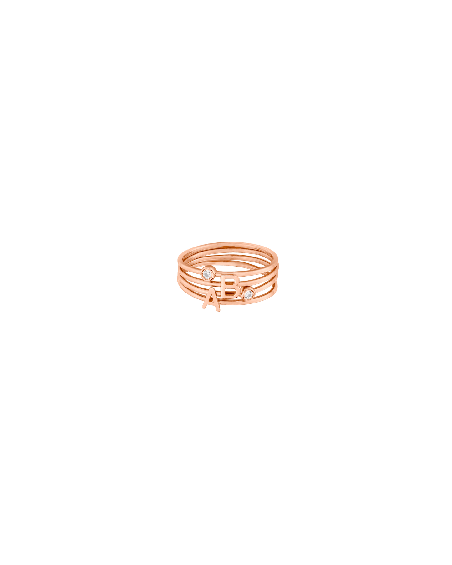 Stackable Initial Ring(s) - 18K Rose Vermeil Rings magal-dev
