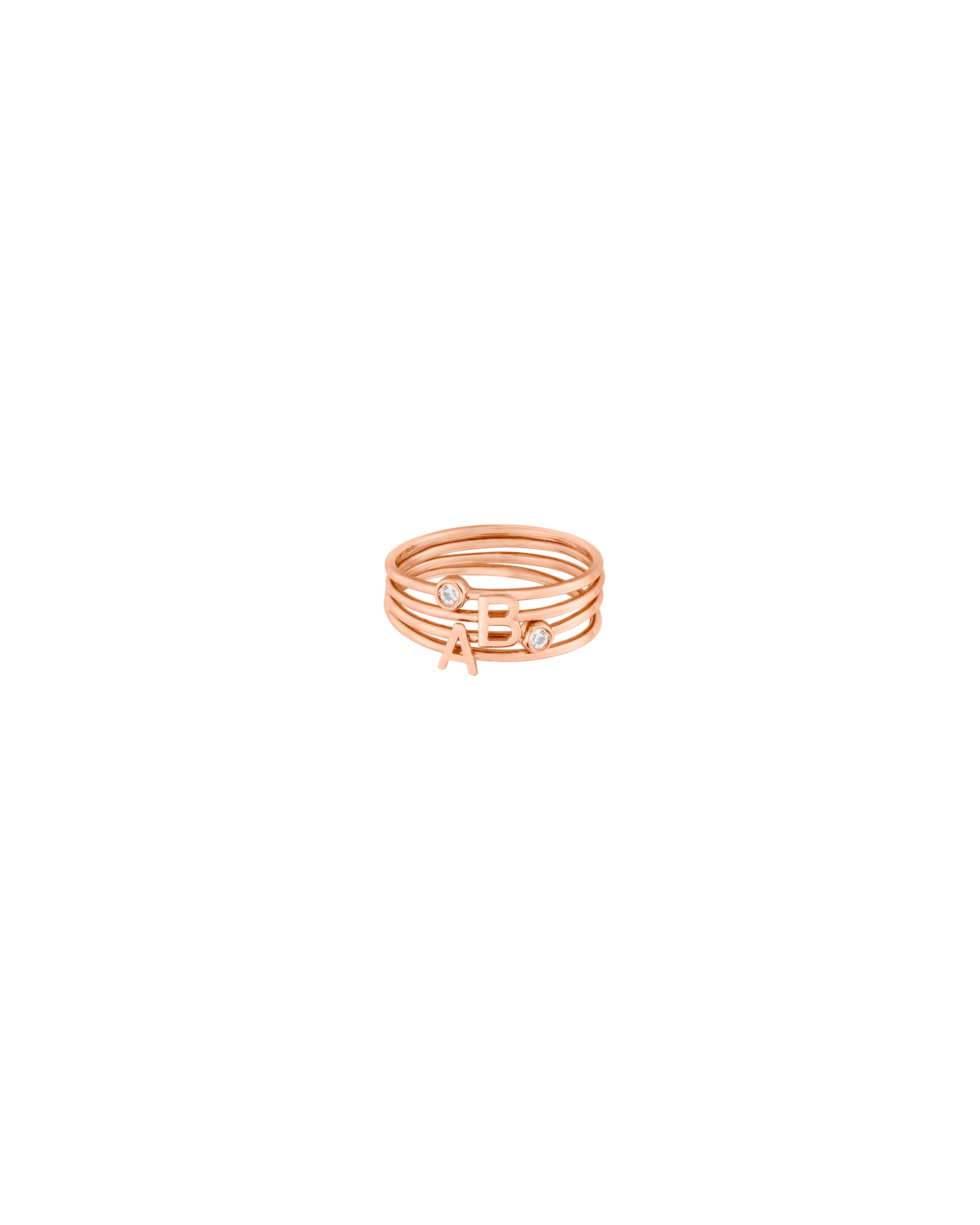 Stackable Initial Ring(s) - 18K Rose Vermeil Rings magal-dev