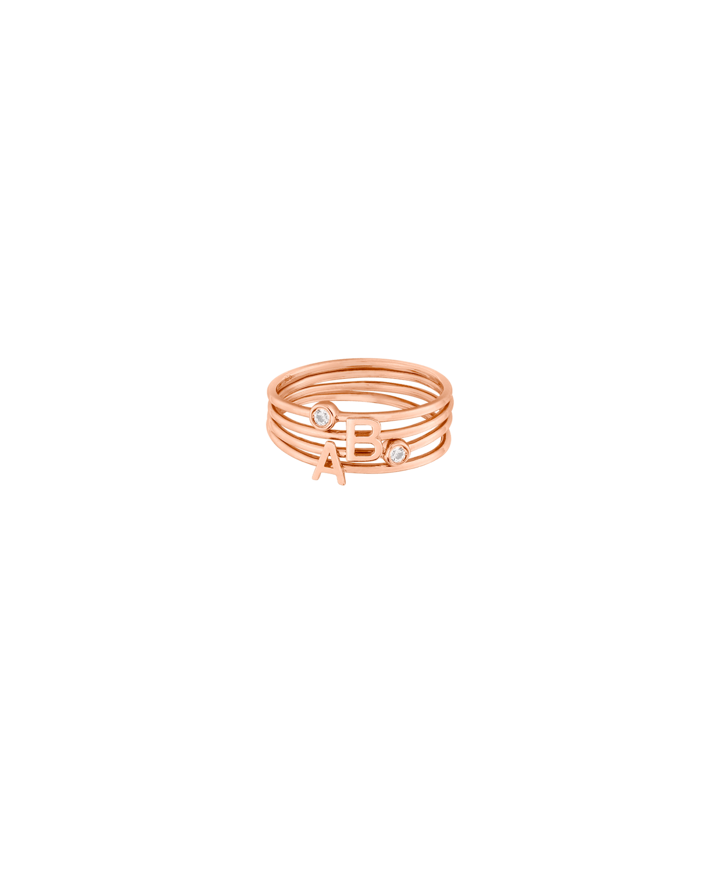 Stackable Initial Ring(s) - 14K Yellow Gold Rings magal-dev