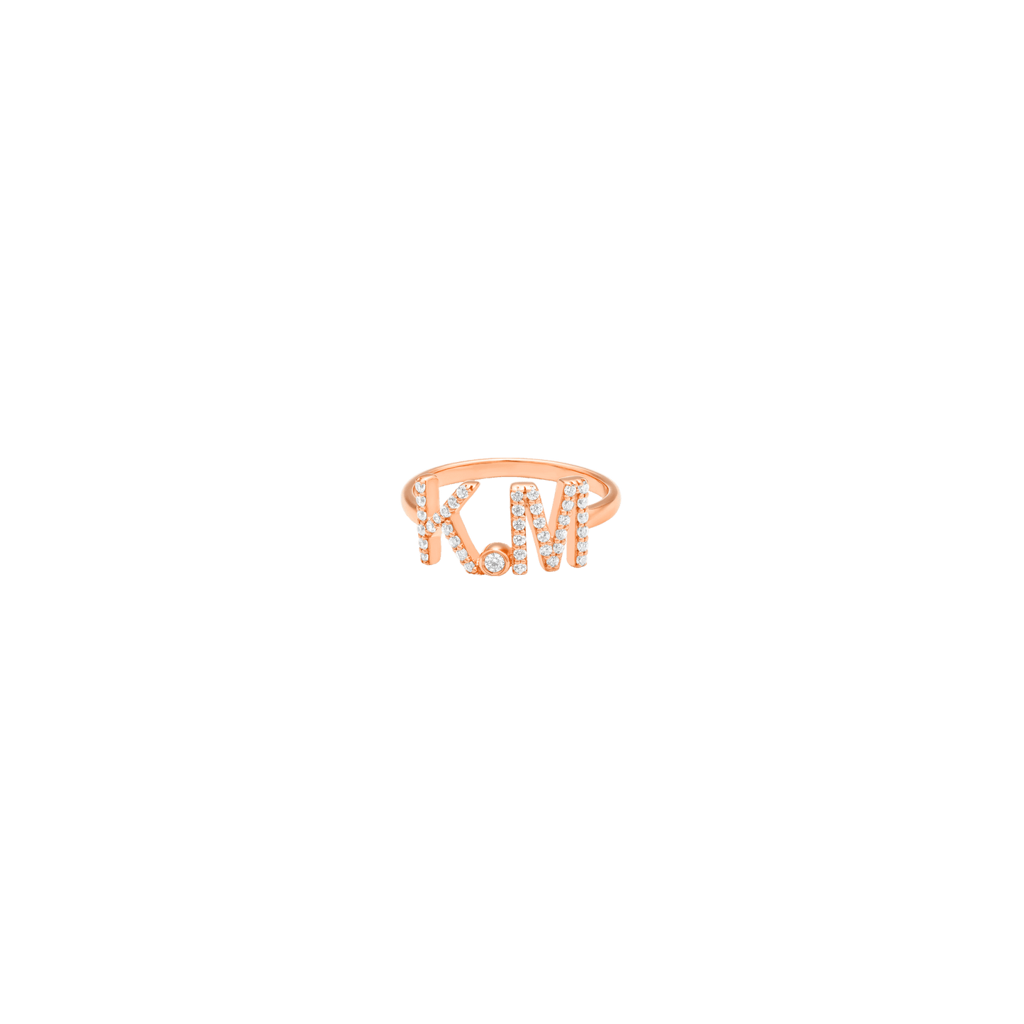 2 Paved Initials Diamond Ring - 14K Rose Gold Rings magal-dev US 4