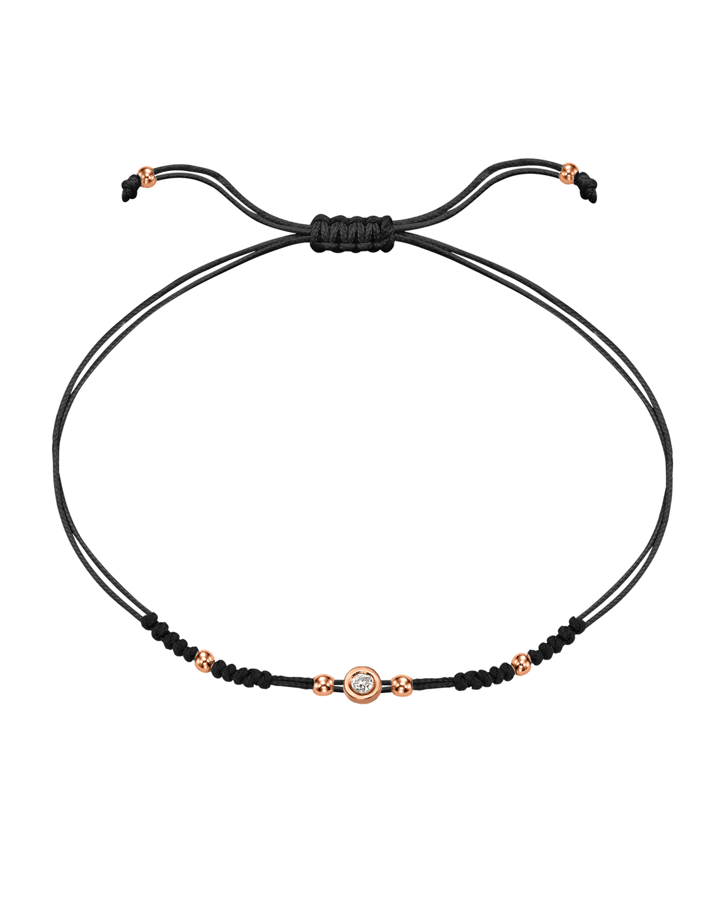 2022 Edit String of Love - 14K Rose Gold Bracelets 14K Solid Gold Black Small: 0.03ct