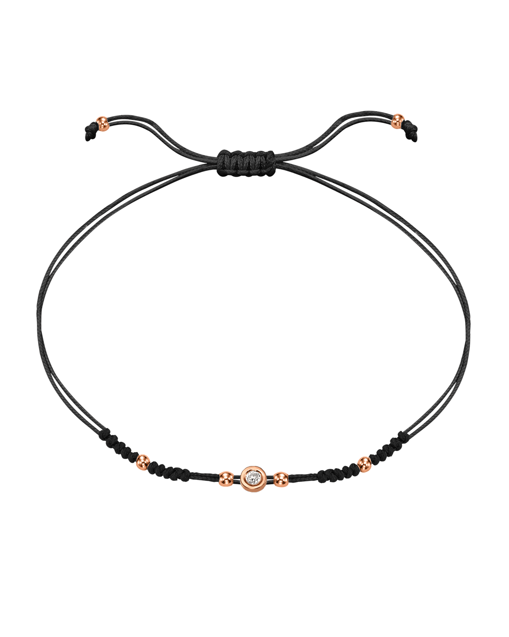 2022 Edit String of Love - 14K Rose Gold Bracelets 14K Solid Gold Black Small: 0.03ct
