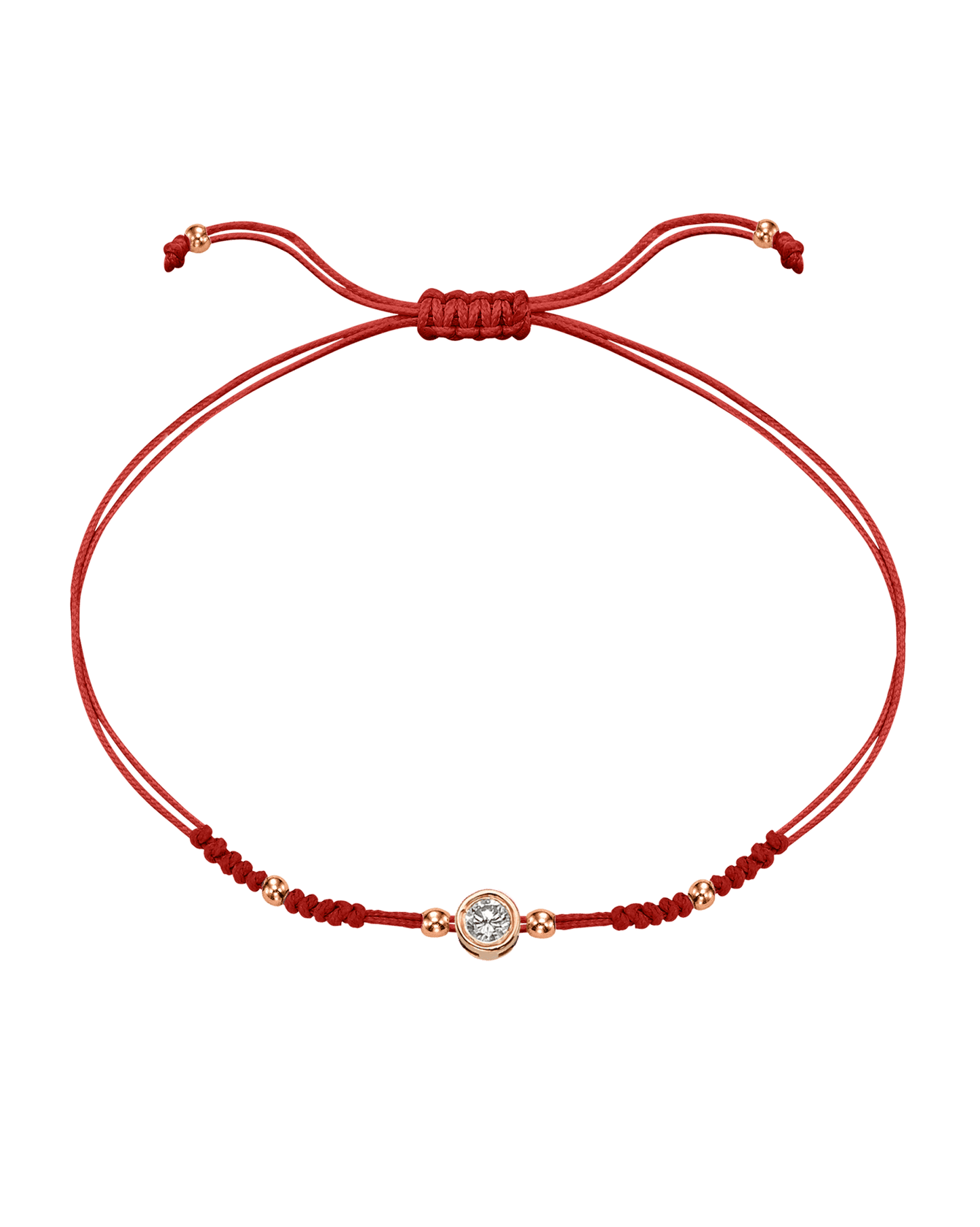 2022 Edit String of Love - 14K Rose Gold Bracelets 14K Solid Gold Red Large: 0.1ct