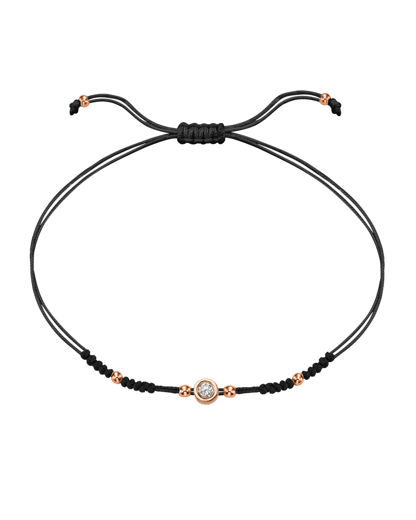 2022 Edit String of Love - 14K Rose Gold Bracelets 14K Solid Gold Black Medium: 0.04ct