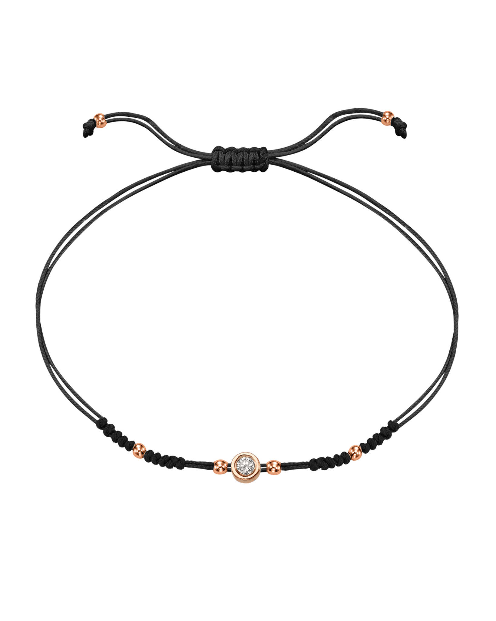 2022 Edit String of Love - 14K Rose Gold Bracelets 14K Solid Gold Black Medium: 0.04ct