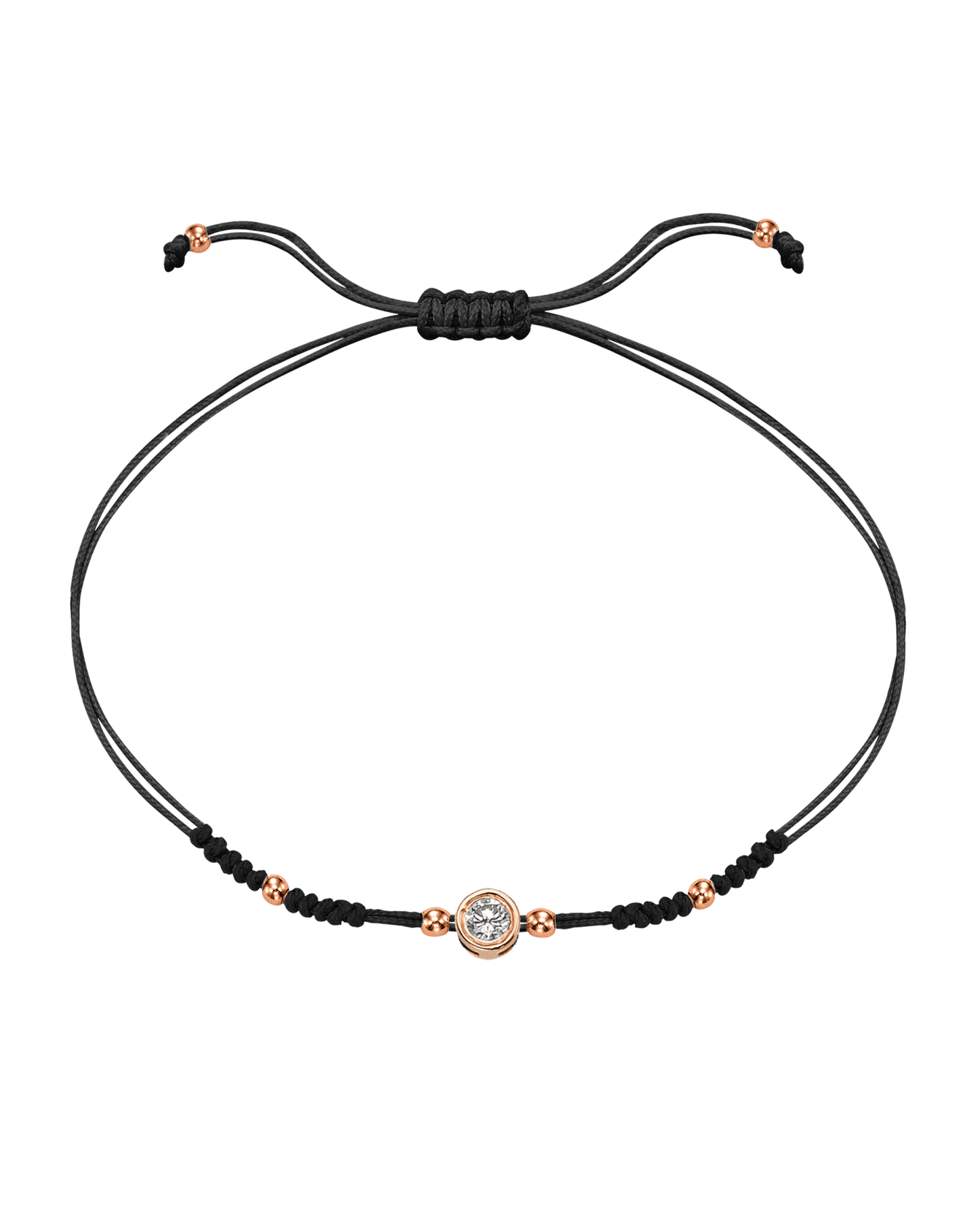 2022 Edit String of Love - 14K Rose Gold Bracelets 14K Solid Gold Black Large: 0.1ct