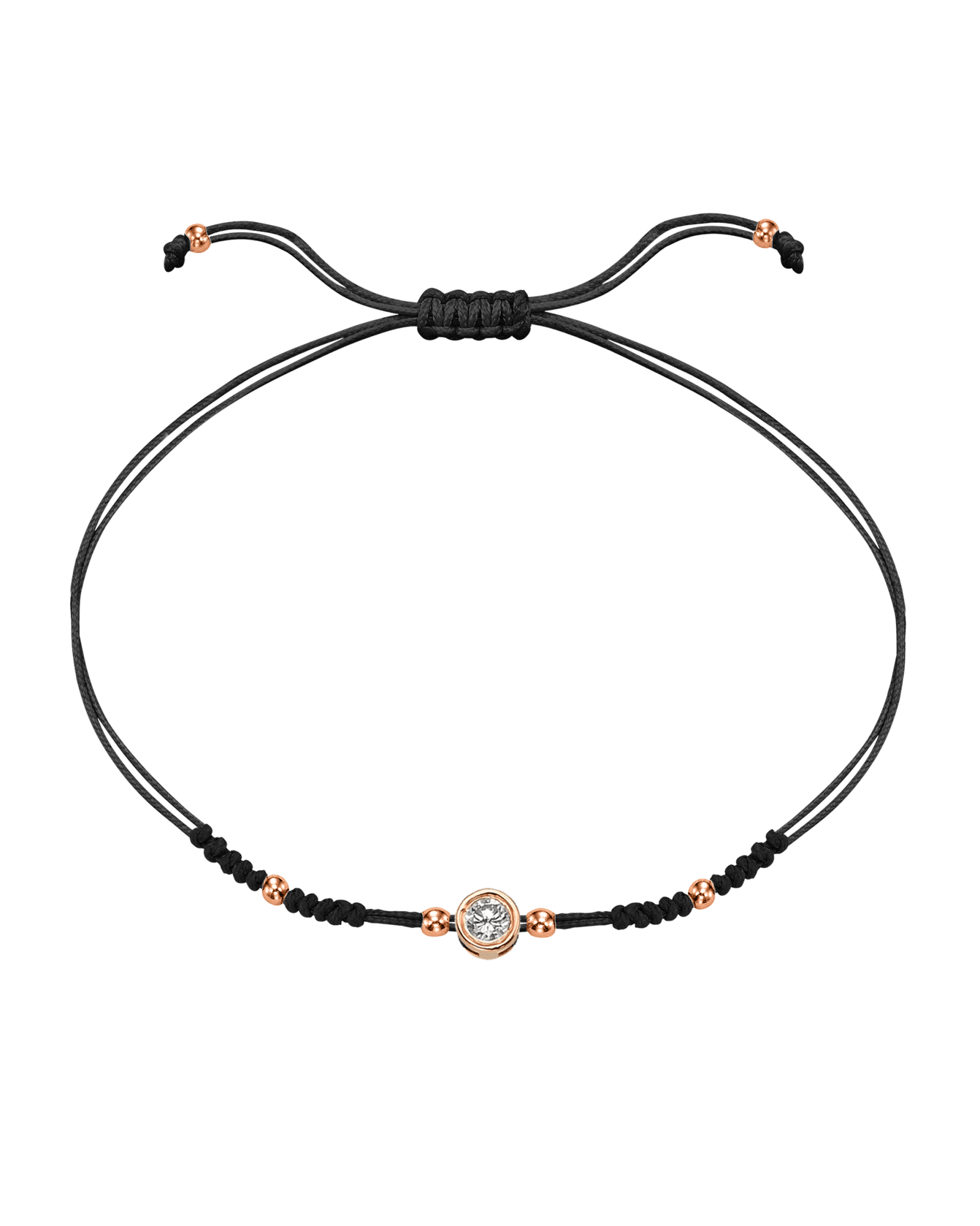 2022 Edit String of Love - 14K Rose Gold Bracelets 14K Solid Gold Black Large: 0.1ct