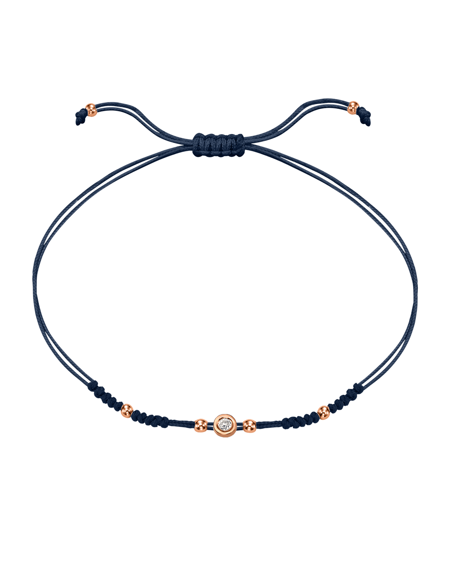 2022 Edit String of Love - 14K Rose Gold Bracelets 14K Solid Gold Navy Blue Small: 0.03ct