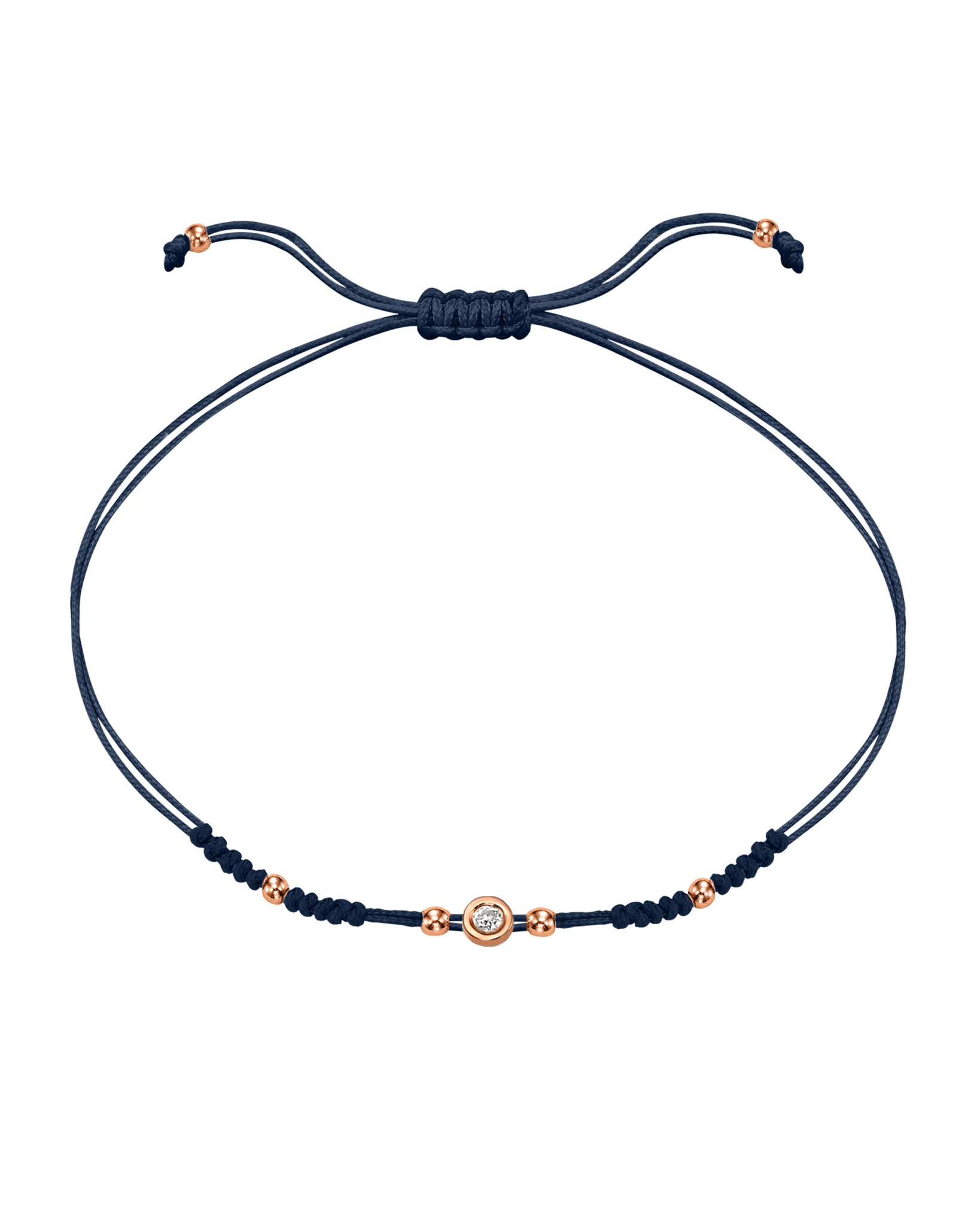 2022 Edit String of Love - 14K Rose Gold Bracelets 14K Solid Gold Navy Blue Small: 0.03ct