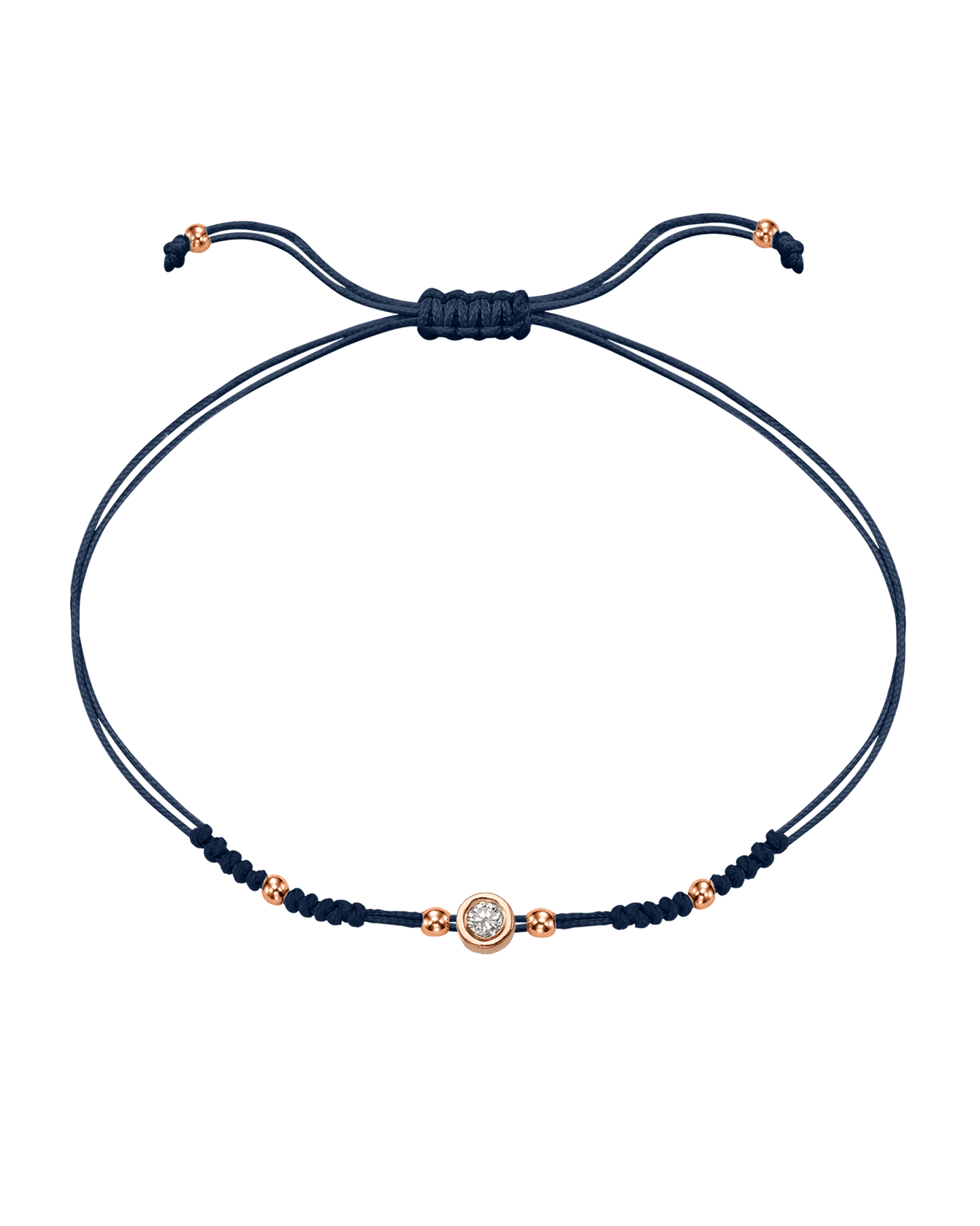 2022 Edit String of Love - 14K Rose Gold Bracelets 14K Solid Gold Navy Blue Medium: 0.04ct