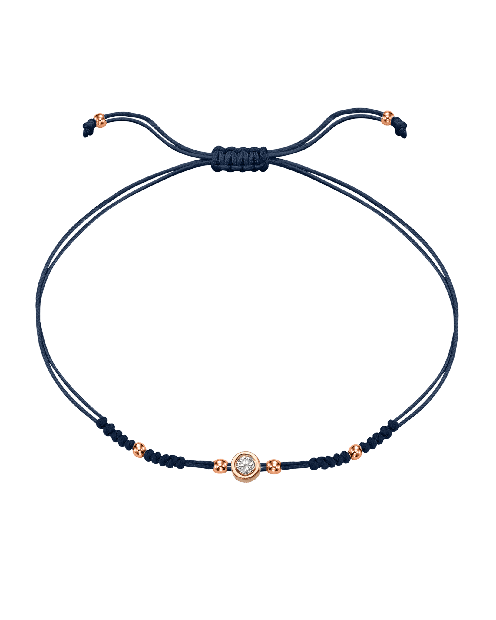 2022 Edit String of Love - 14K Rose Gold Bracelets 14K Solid Gold Navy Blue Medium: 0.04ct