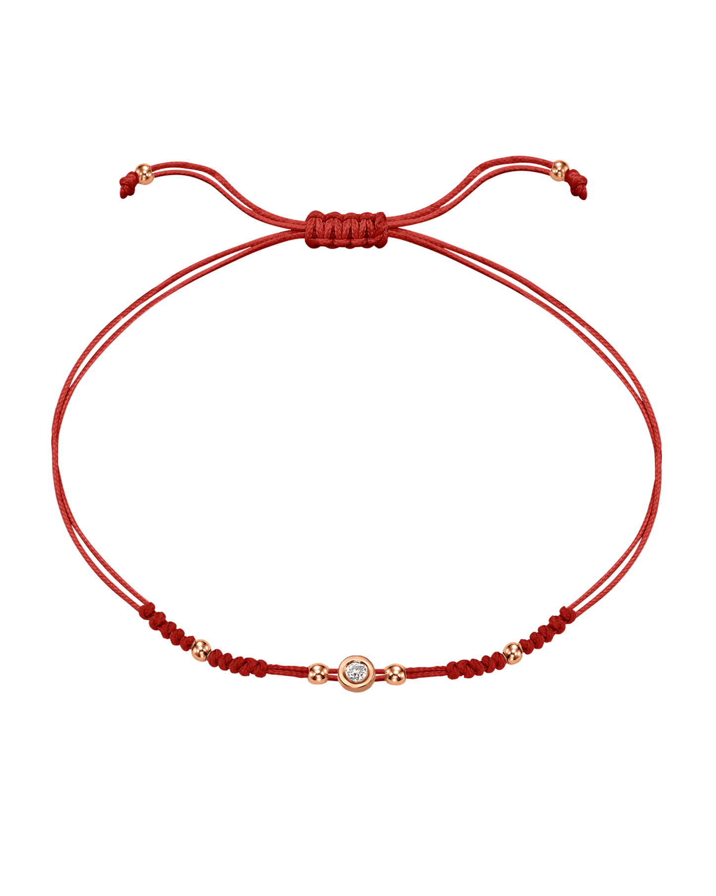 2022 Edit String of Love - 14K Rose Gold Bracelets 14K Solid Gold Red Small: 0.03ct