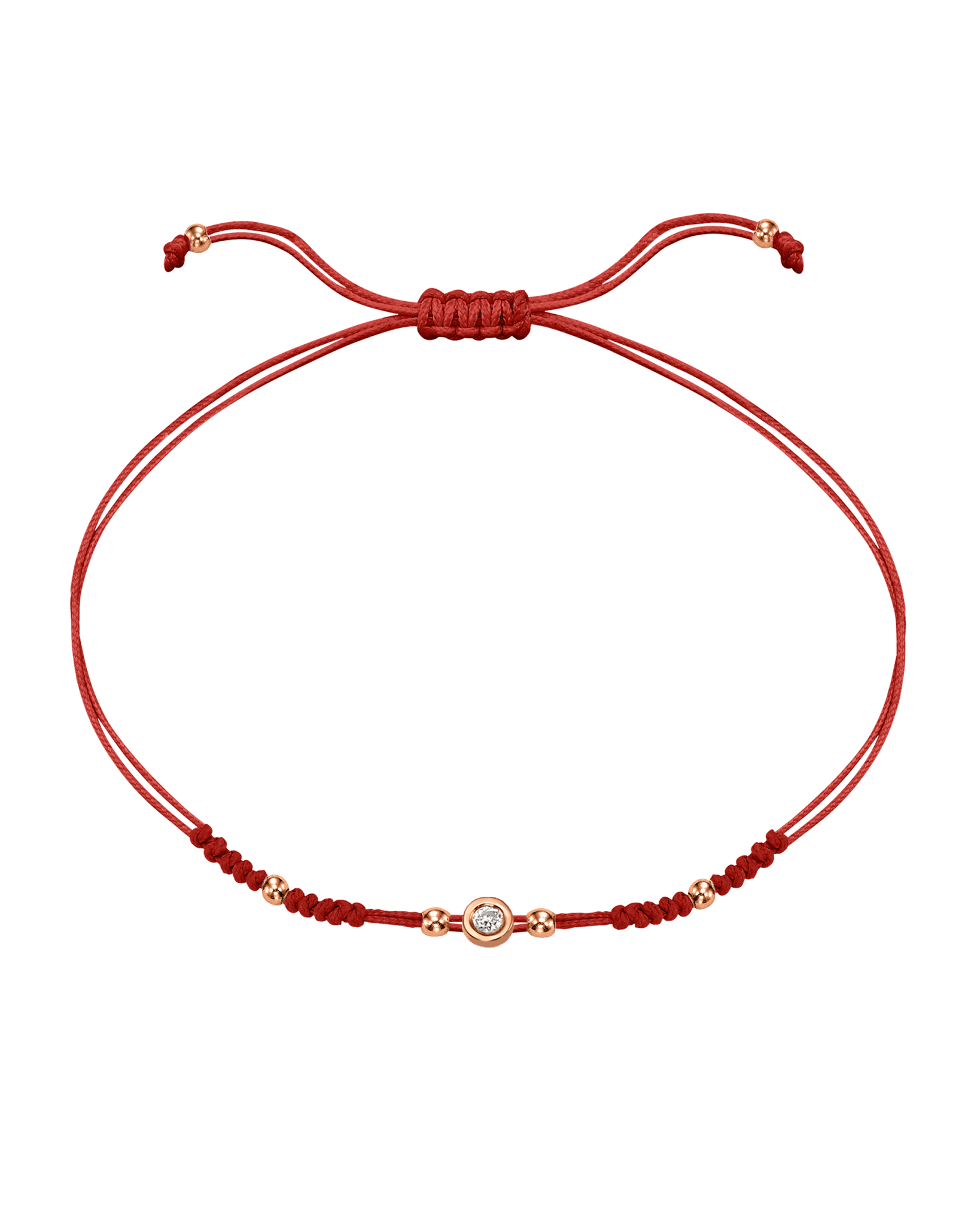 2022 Edit String of Love - 14K Rose Gold Bracelets 14K Solid Gold Red Small: 0.03ct