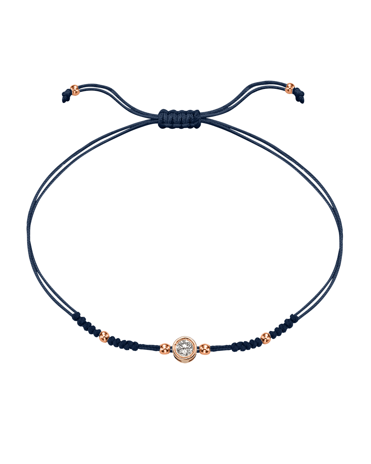 2022 Edit String of Love - 14K Rose Gold Bracelets 14K Solid Gold Navy Blue Large: 0.1ct