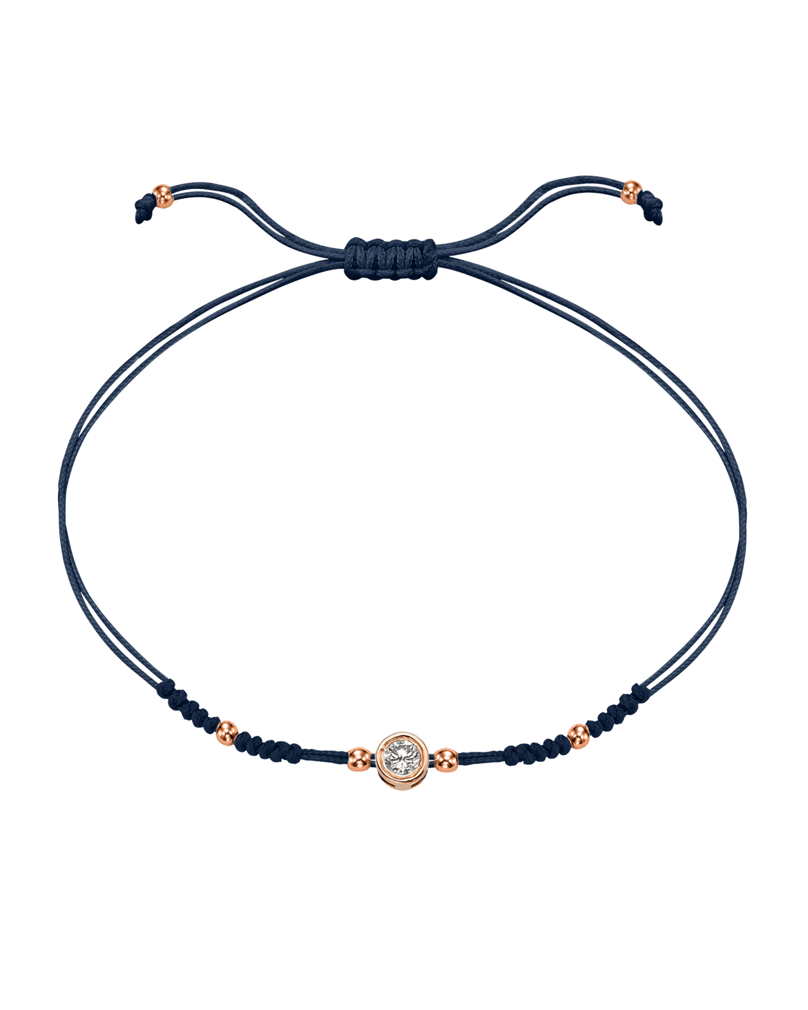2022 Edit String of Love - 14K Rose Gold Bracelets 14K Solid Gold Navy Blue Large: 0.1ct
