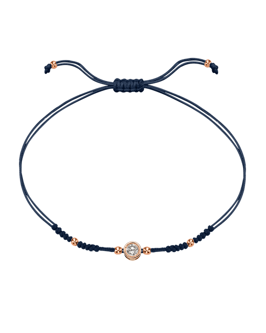 2022 Edit String of Love - 14K Rose Gold Bracelets 14K Solid Gold Navy Blue Large: 0.1ct