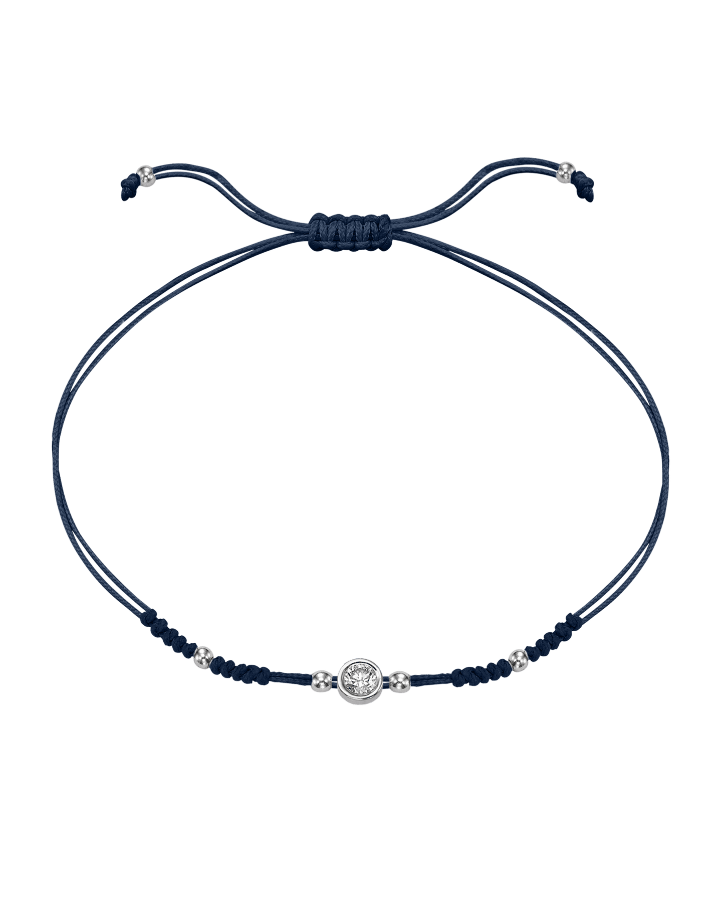 2022 Edit String of Love - 14K White Gold Bracelets 14K Solid Gold Navy Blue Large: 0.1ct