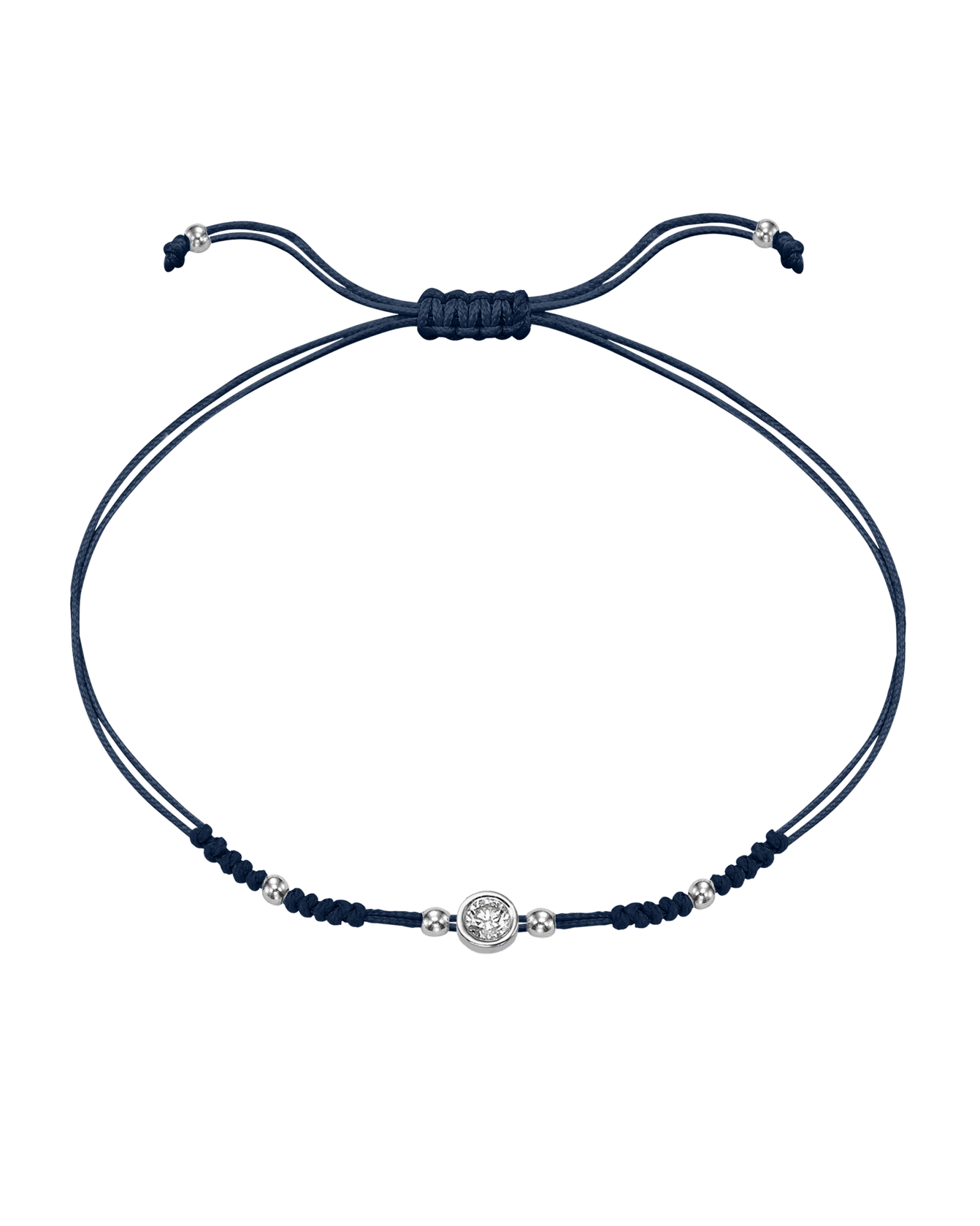 2022 Edit String of Love - 14K White Gold Bracelets 14K Solid Gold Navy Blue Large: 0.1ct