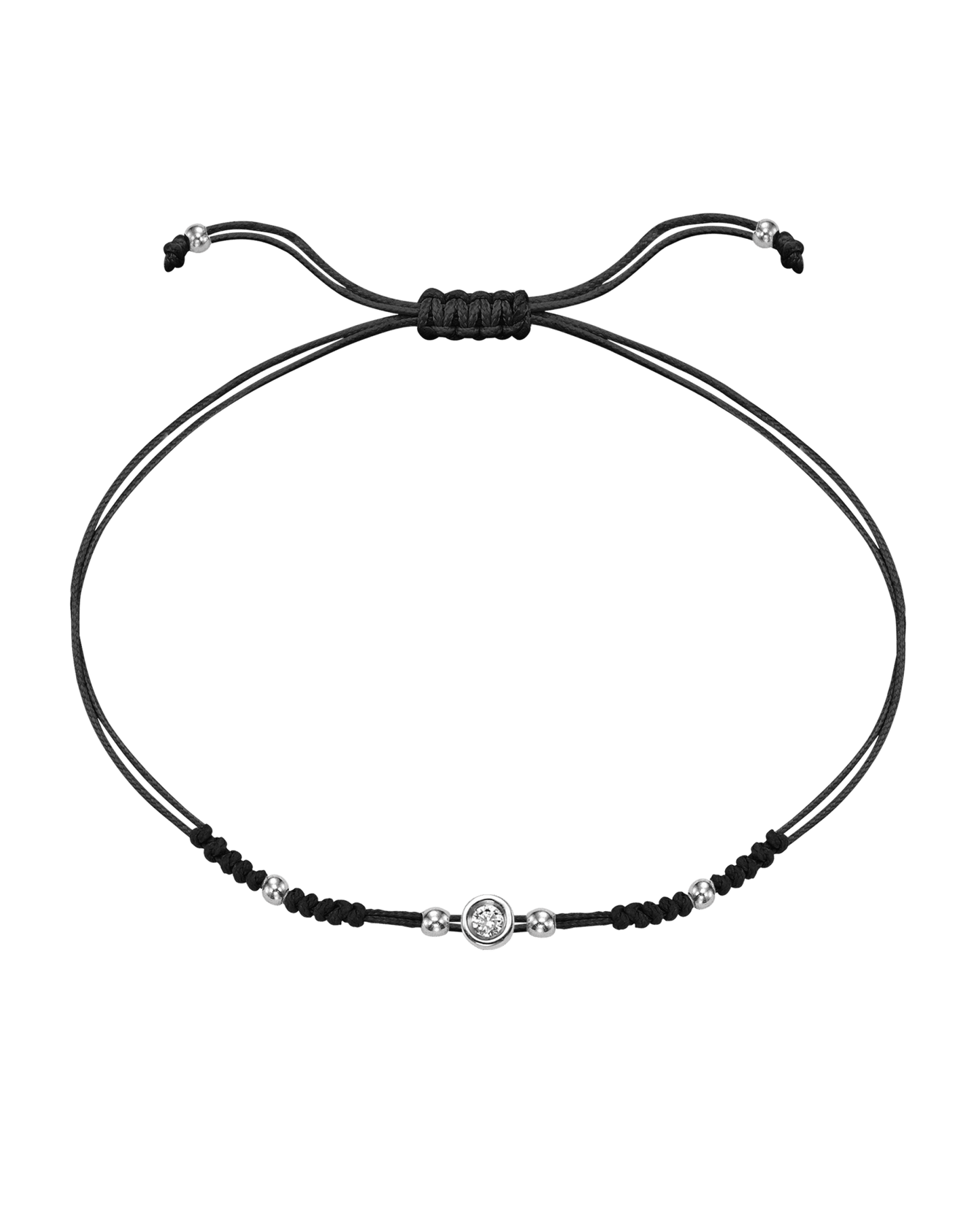 2022 Edit String of Love - 14K White Gold Bracelets 14K Solid Gold Black Small: 0.03ct