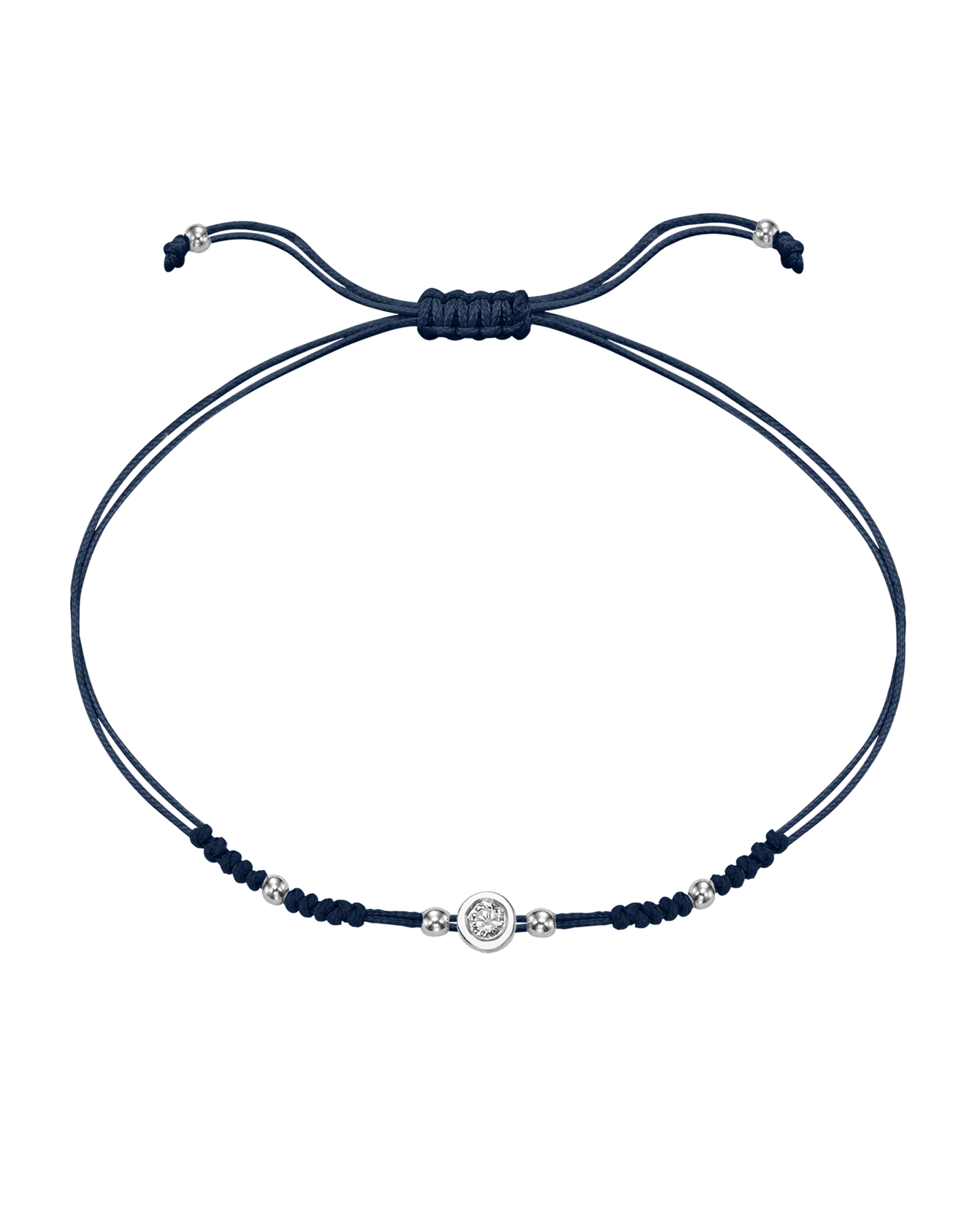 2022 Edit String of Love - 14K White Gold Bracelets 14K Solid Gold Navy Blue Medium: 0.04ct
