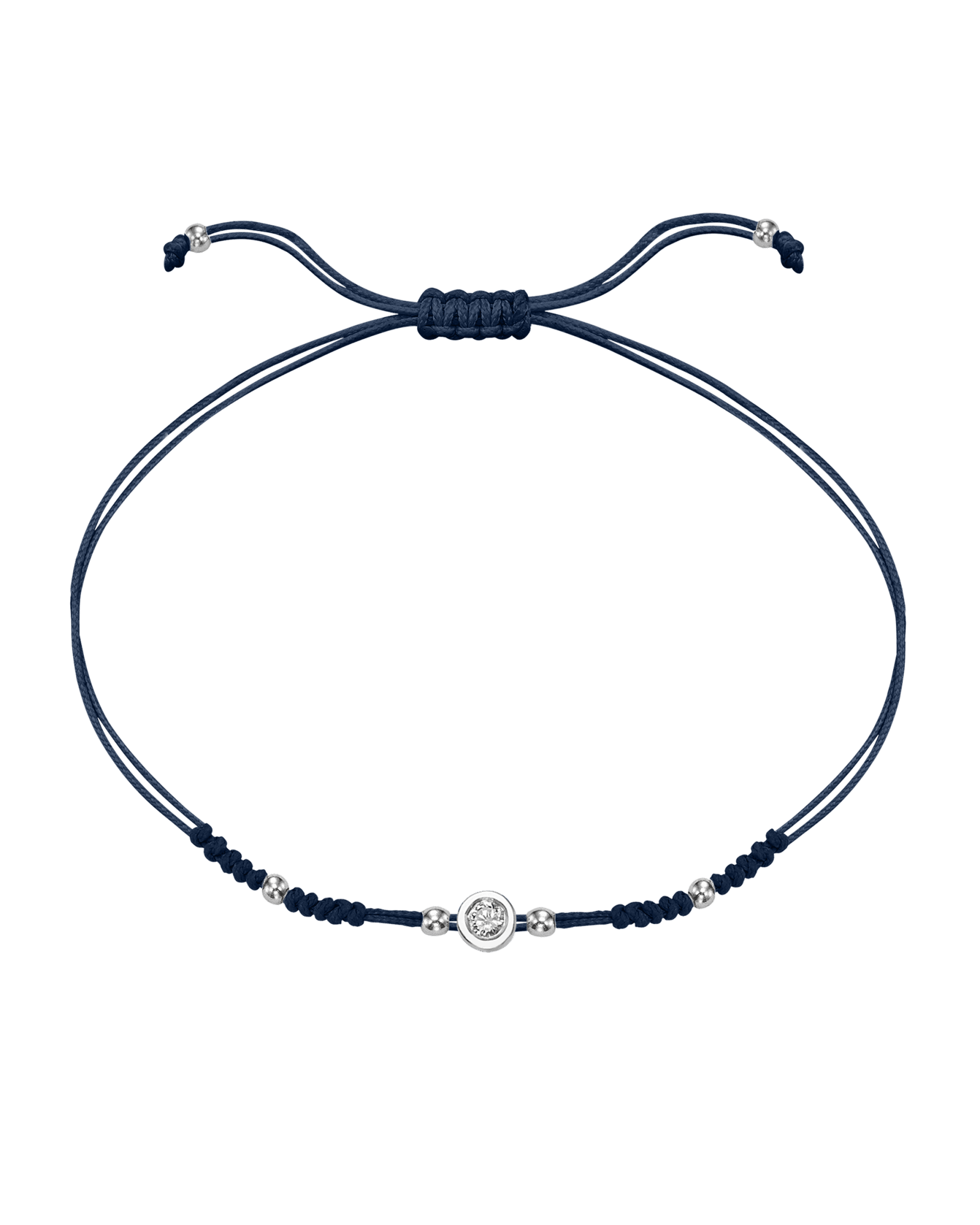 2022 Edit String of Love - 14K White Gold Bracelets 14K Solid Gold Navy Blue Medium: 0.04ct