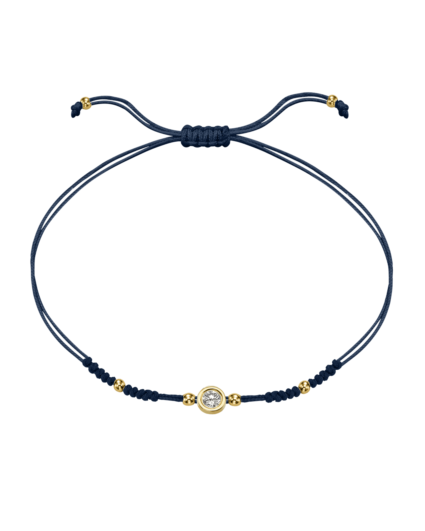 2022 Edit String of Love - 14K Yellow Gold Bracelets 14K Solid Gold Navy Blue Large: 0.1ct