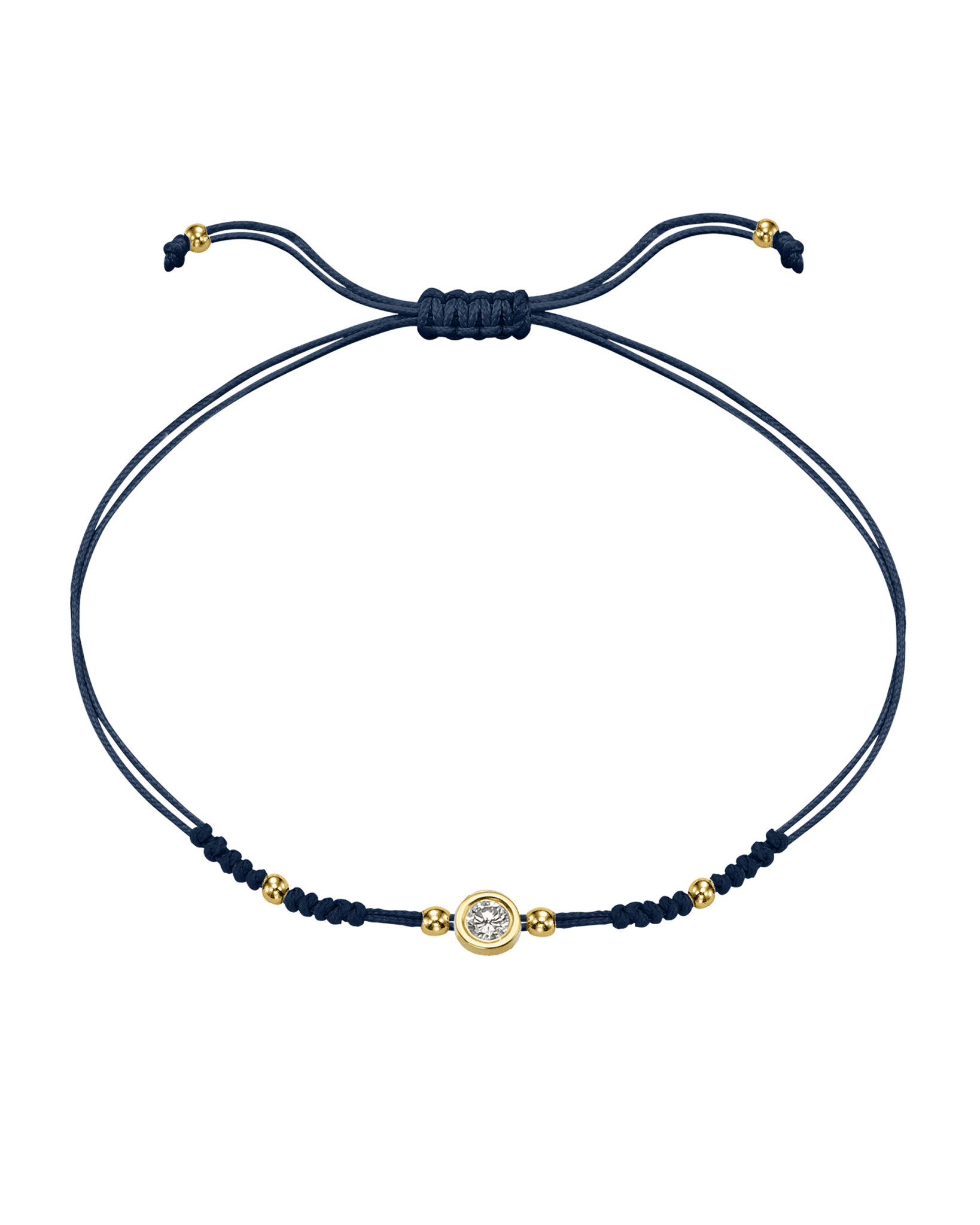2022 Edit String of Love - 14K Yellow Gold Bracelets 14K Solid Gold Navy Blue Large: 0.1ct