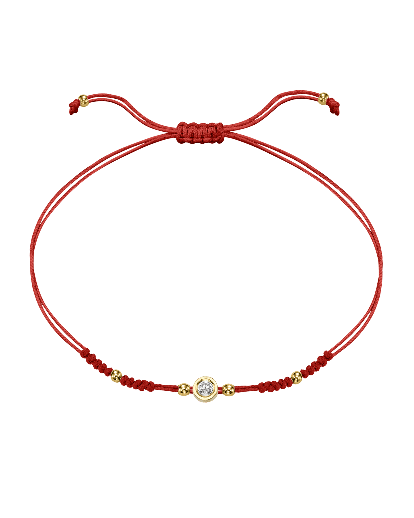 2022 Edit String of Love - 14K Yellow Gold Bracelets 14K Solid Gold Red Medium: 0.04ct