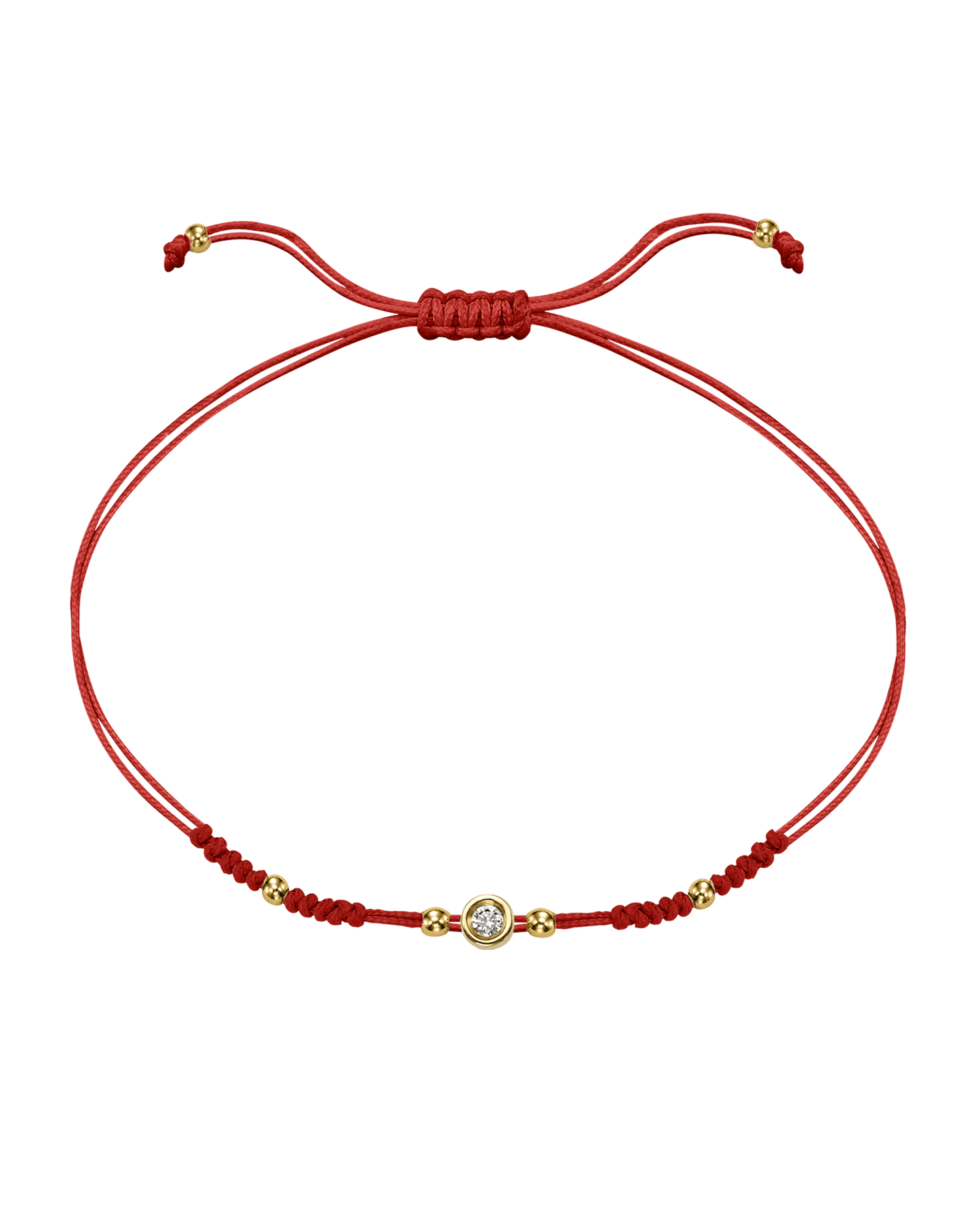 2022 Edit String of Love - 14K Yellow Gold Bracelets 14K Solid Gold Red Small: 0.03ct