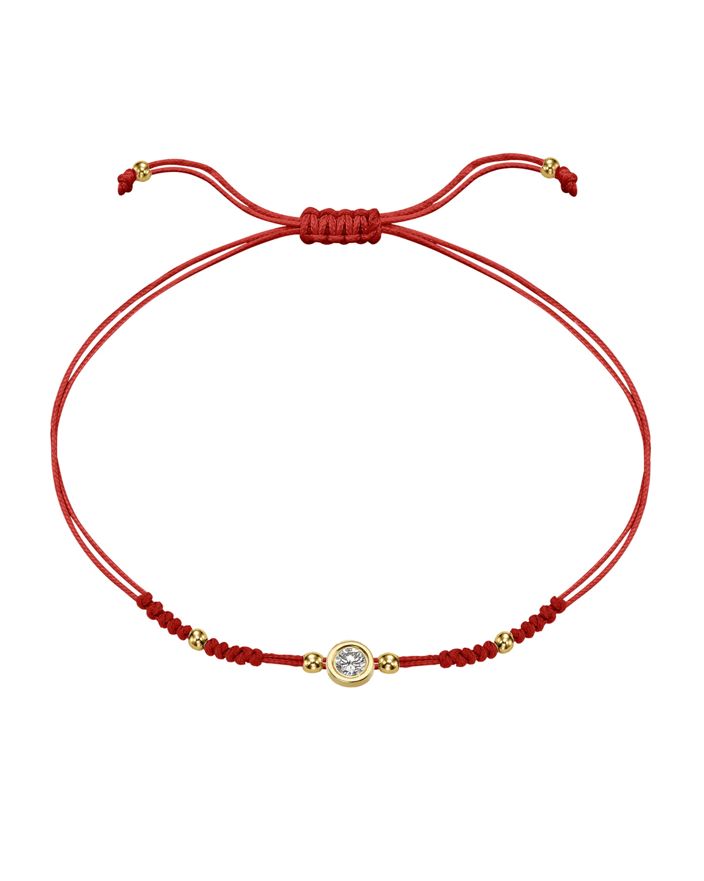 2022 Edit String of Love - 14K Yellow Gold Bracelets 14K Solid Gold Red Large: 0.1ct