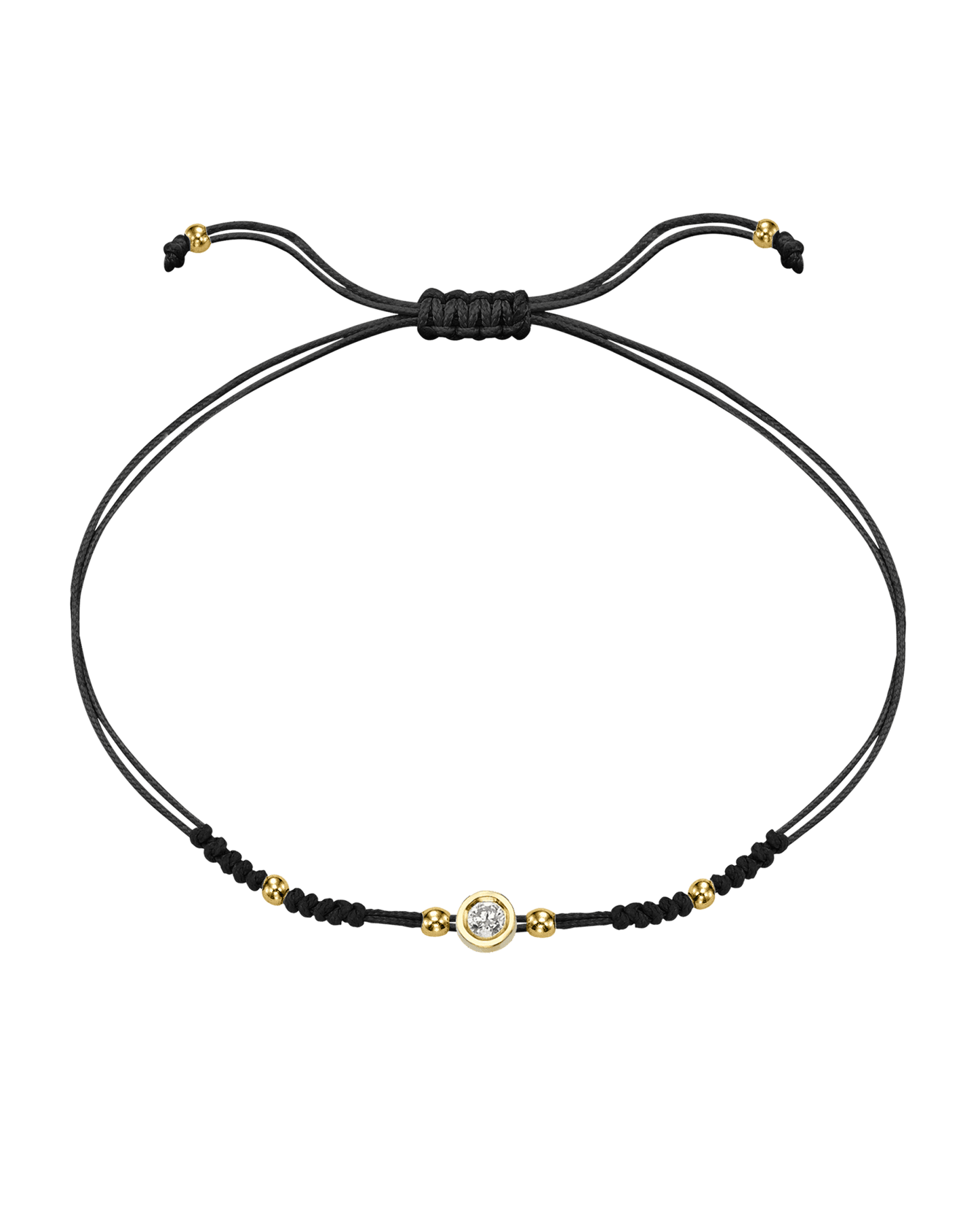 2022 Edit String of Love - 14K Yellow Gold Bracelets 14K Solid Gold Black Medium: 0.04ct