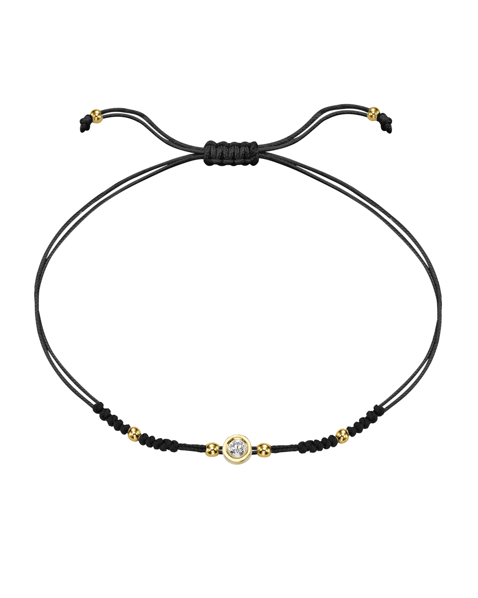 2022 Edit String of Love - 14K Yellow Gold Bracelets 14K Solid Gold Black Medium: 0.04ct