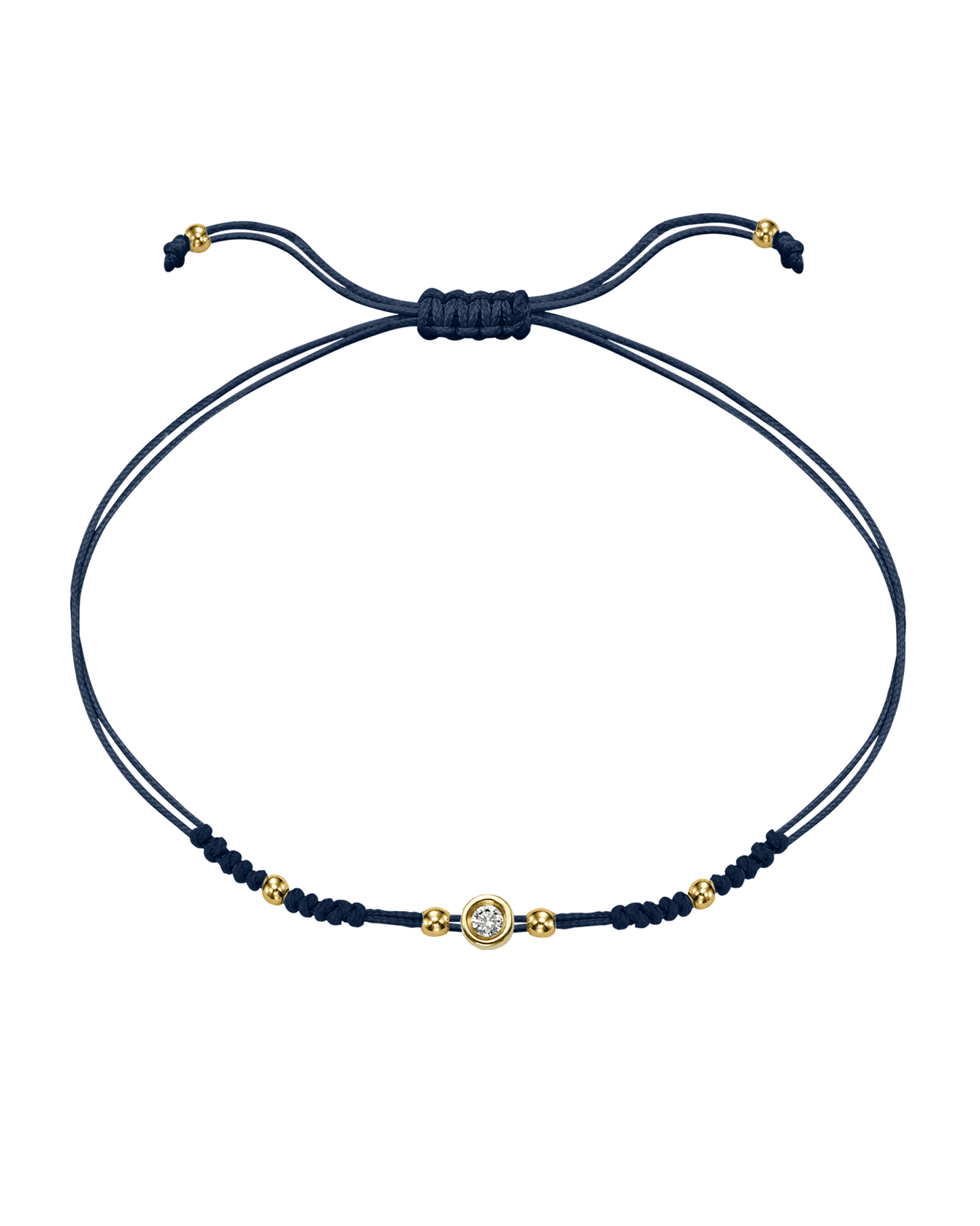 2022 Edit String of Love - 14K Yellow Gold Bracelets 14K Solid Gold Navy Blue Small: 0.03ct