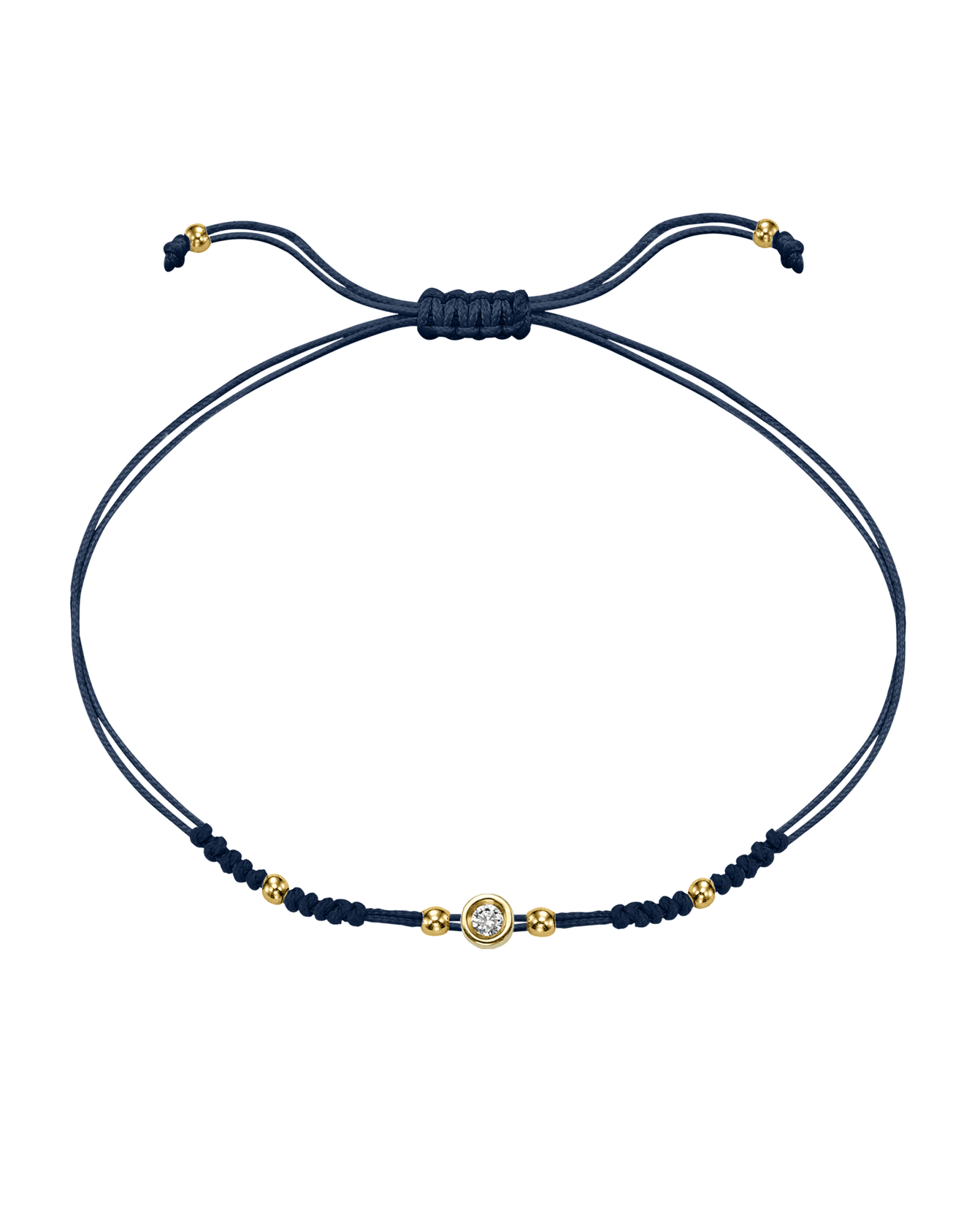 2022 Edit String of Love - 14K Yellow Gold Bracelets 14K Solid Gold Navy Blue Small: 0.03ct