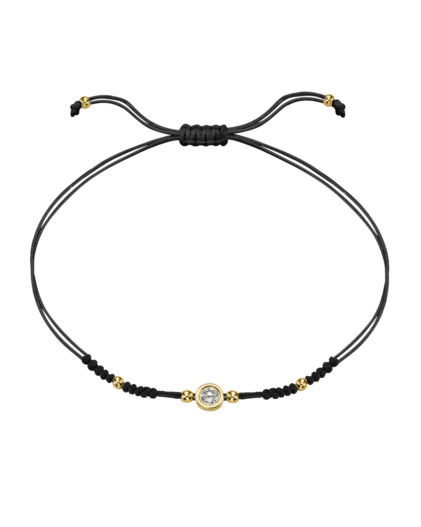 2022 Edit String of Love - 14K Yellow Gold Bracelets 14K Solid Gold Black Large: 0.1ct