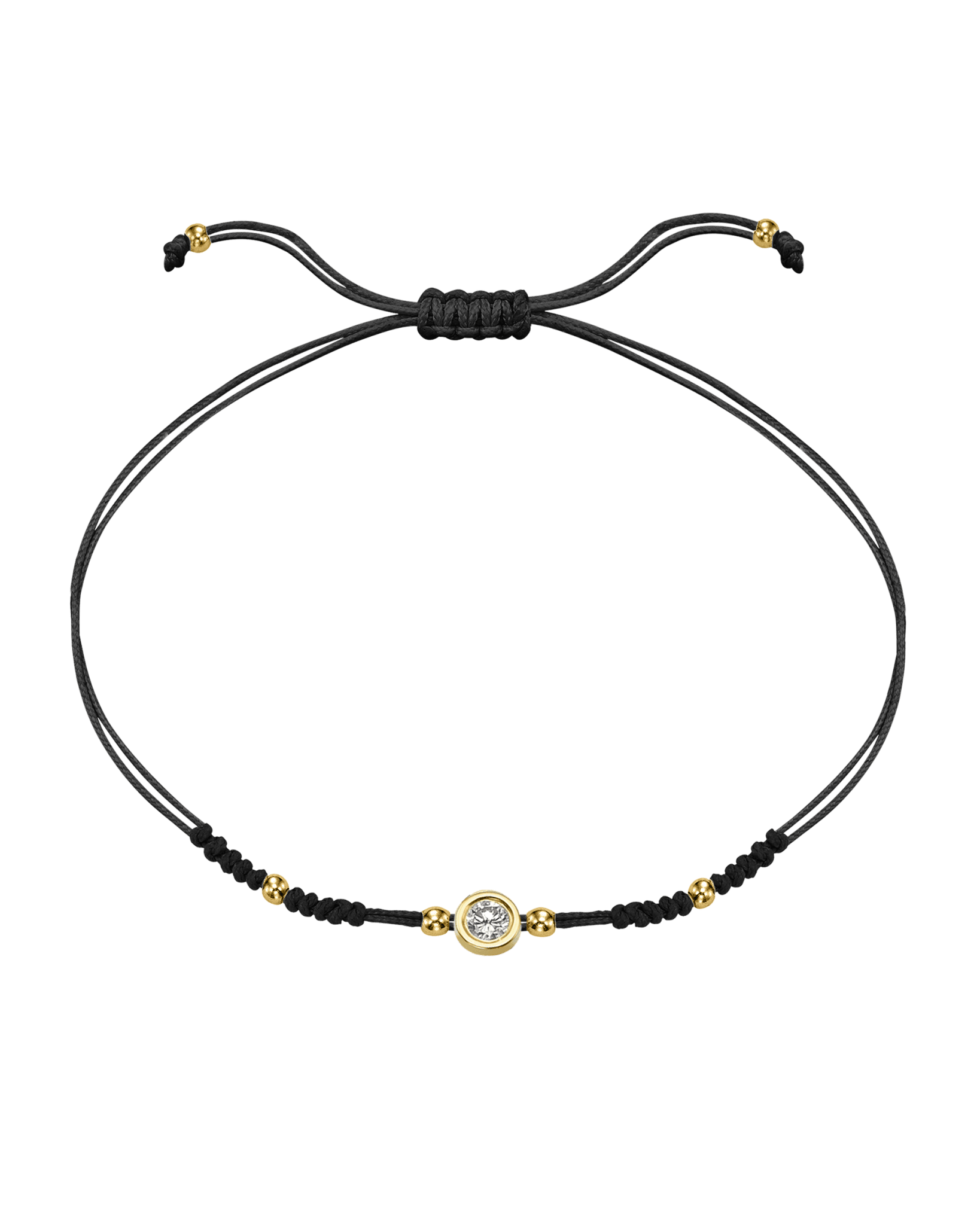2022 Edit String of Love - 14K Yellow Gold Bracelets 14K Solid Gold Black Large: 0.1ct