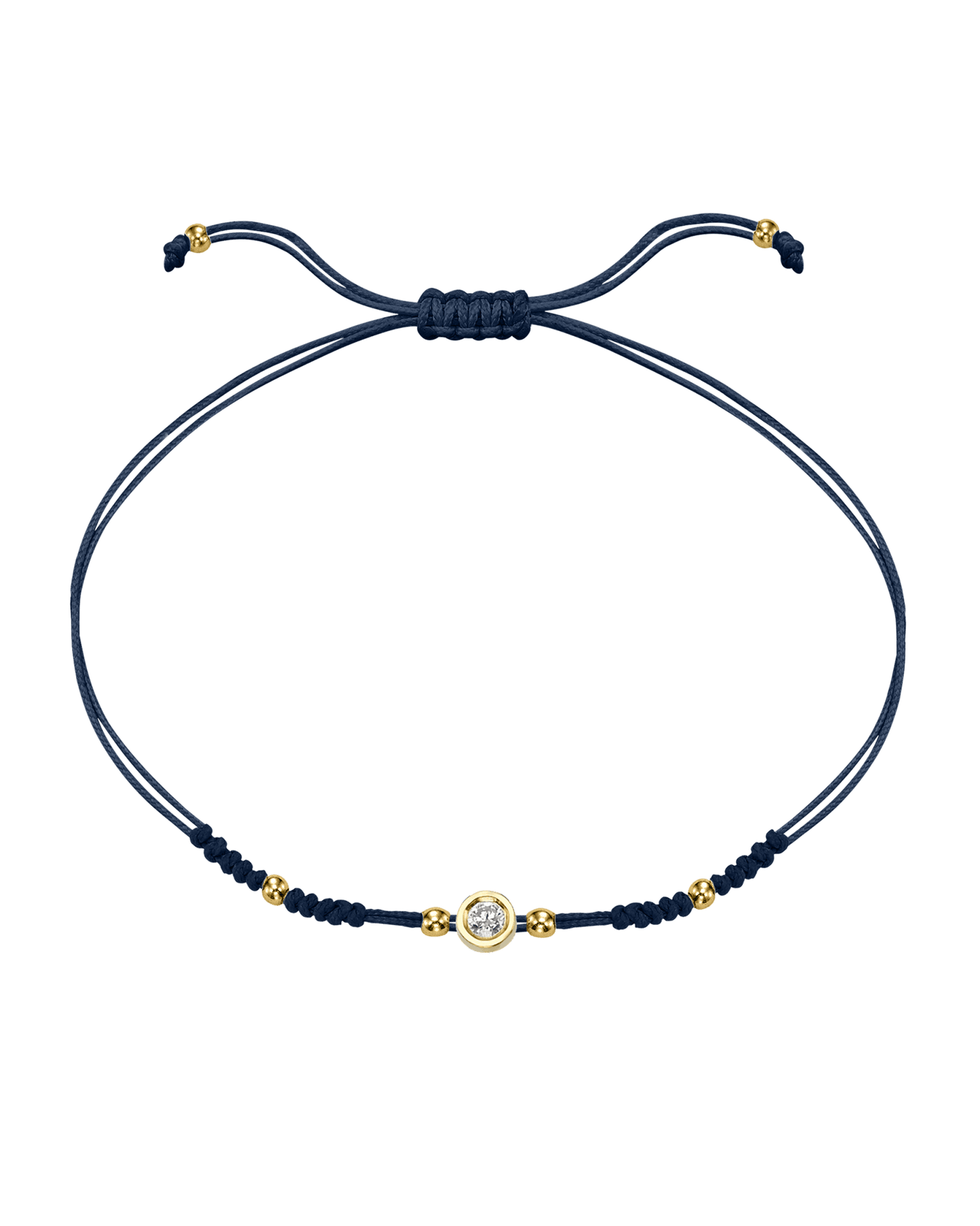 2022 Edit String of Love - 14K Yellow Gold Bracelets 14K Solid Gold Navy Blue Medium: 0.04ct