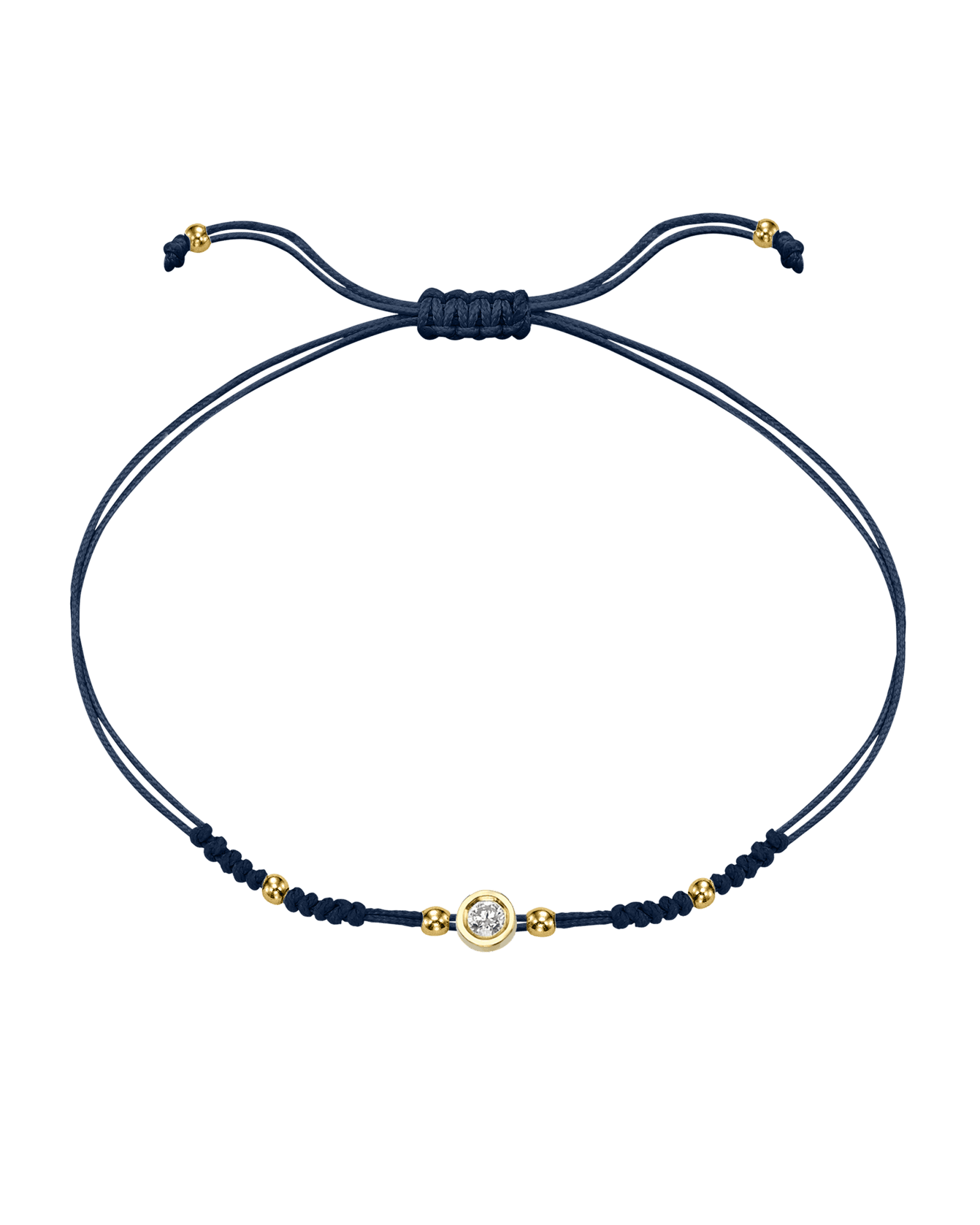 2022 Edit String of Love - 14K Yellow Gold Bracelets 14K Solid Gold Navy Blue Medium: 0.04ct