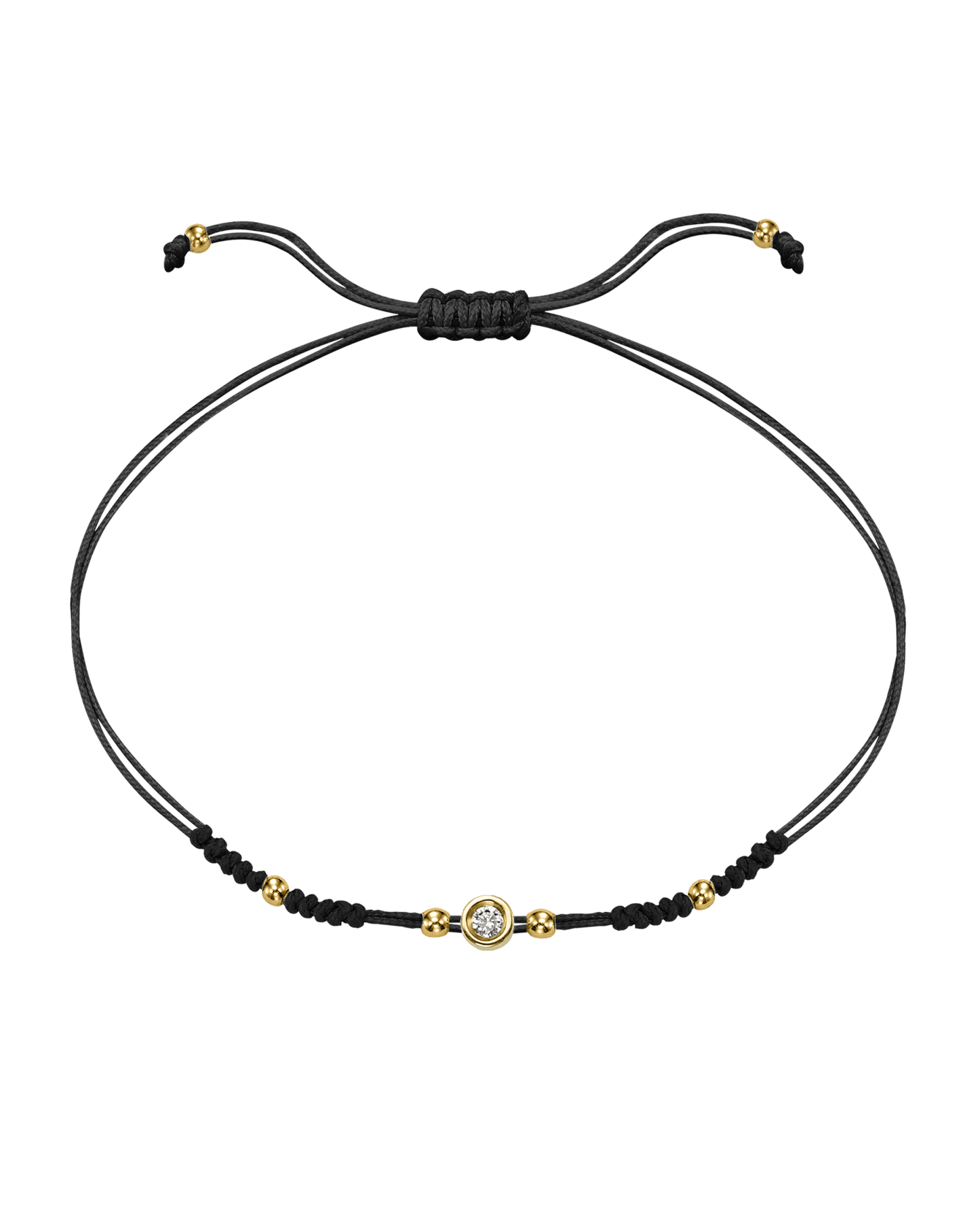 2022 Edit String of Love - 14K Yellow Gold Bracelets 14K Solid Gold Black Small: 0.03ct