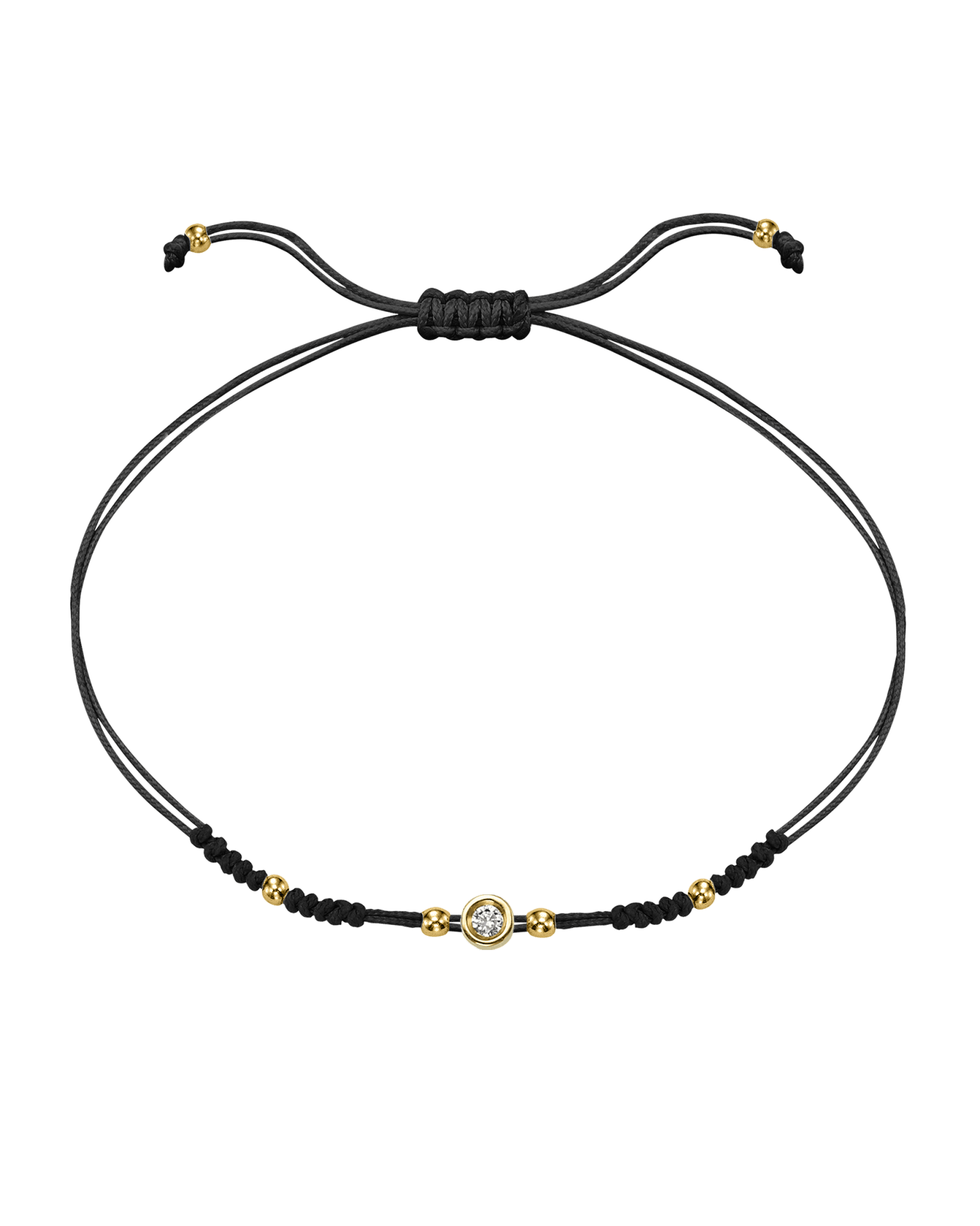 2022 Edit String of Love - 14K Yellow Gold Bracelets 14K Solid Gold Black Small: 0.03ct