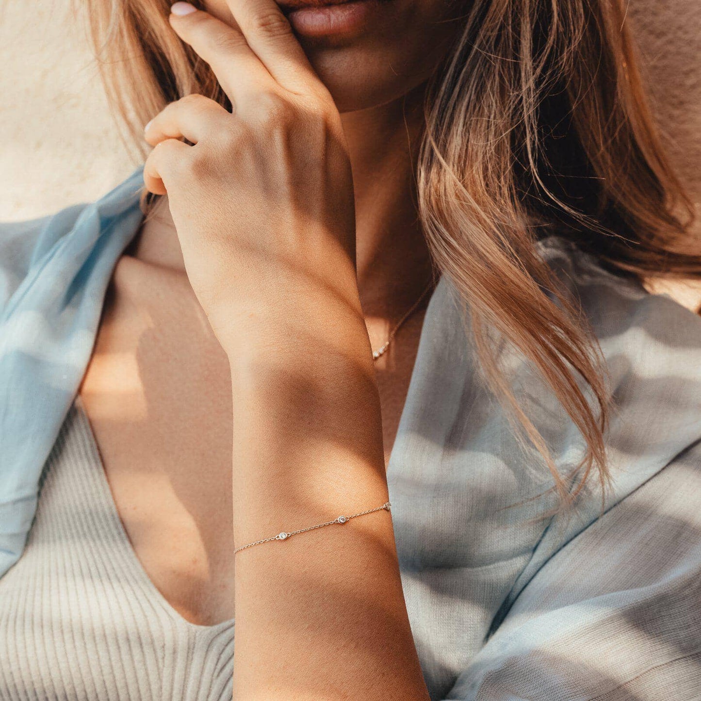 3 Diamond Bezel Bracelet - 14K Rose Gold Bracelets magal-dev